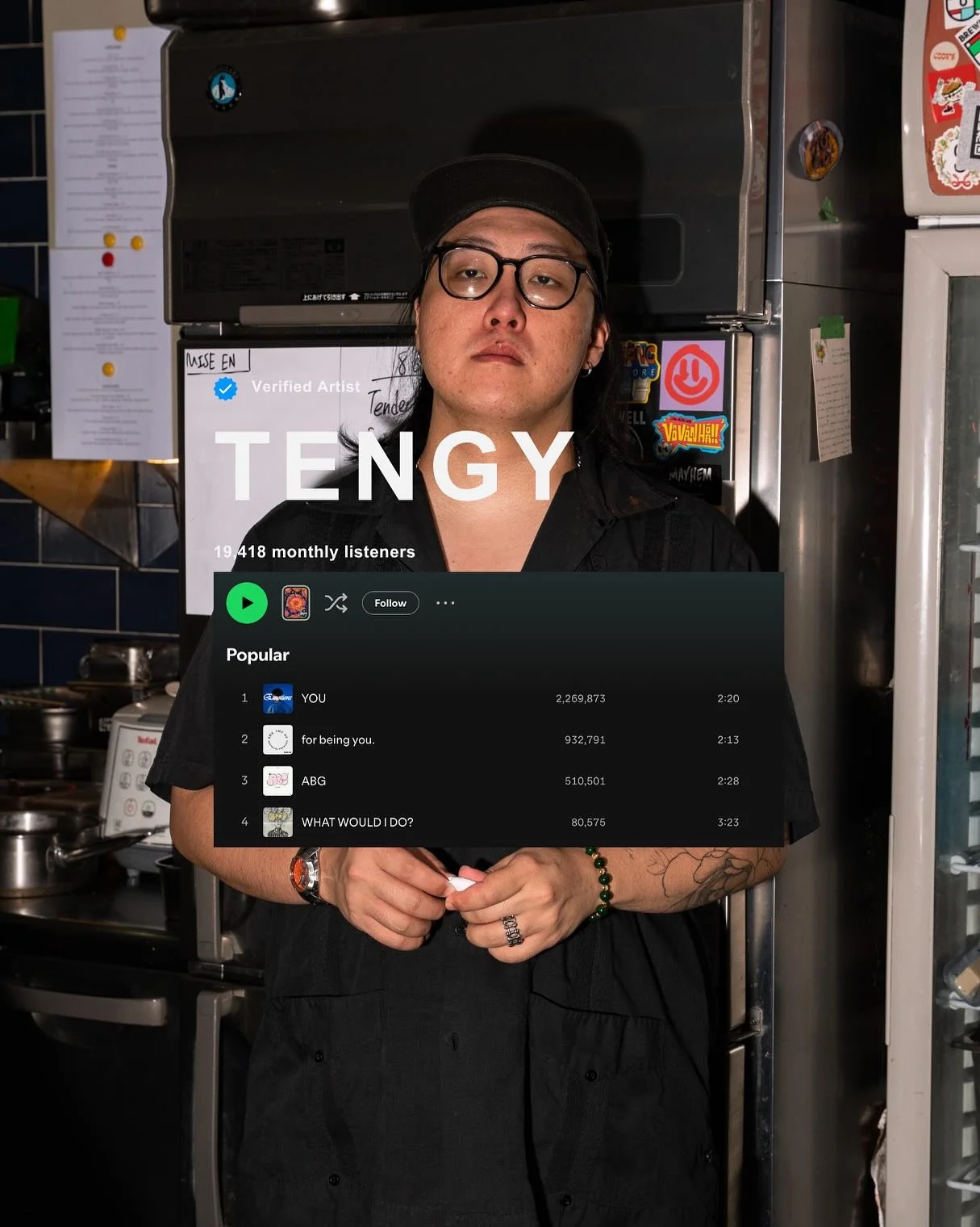 Tengy behind the bar. Tengy on Spotify.

More than 2 million streams and counting.
Catch him pouring drinks at Middle Child, and streaming everywhere else.