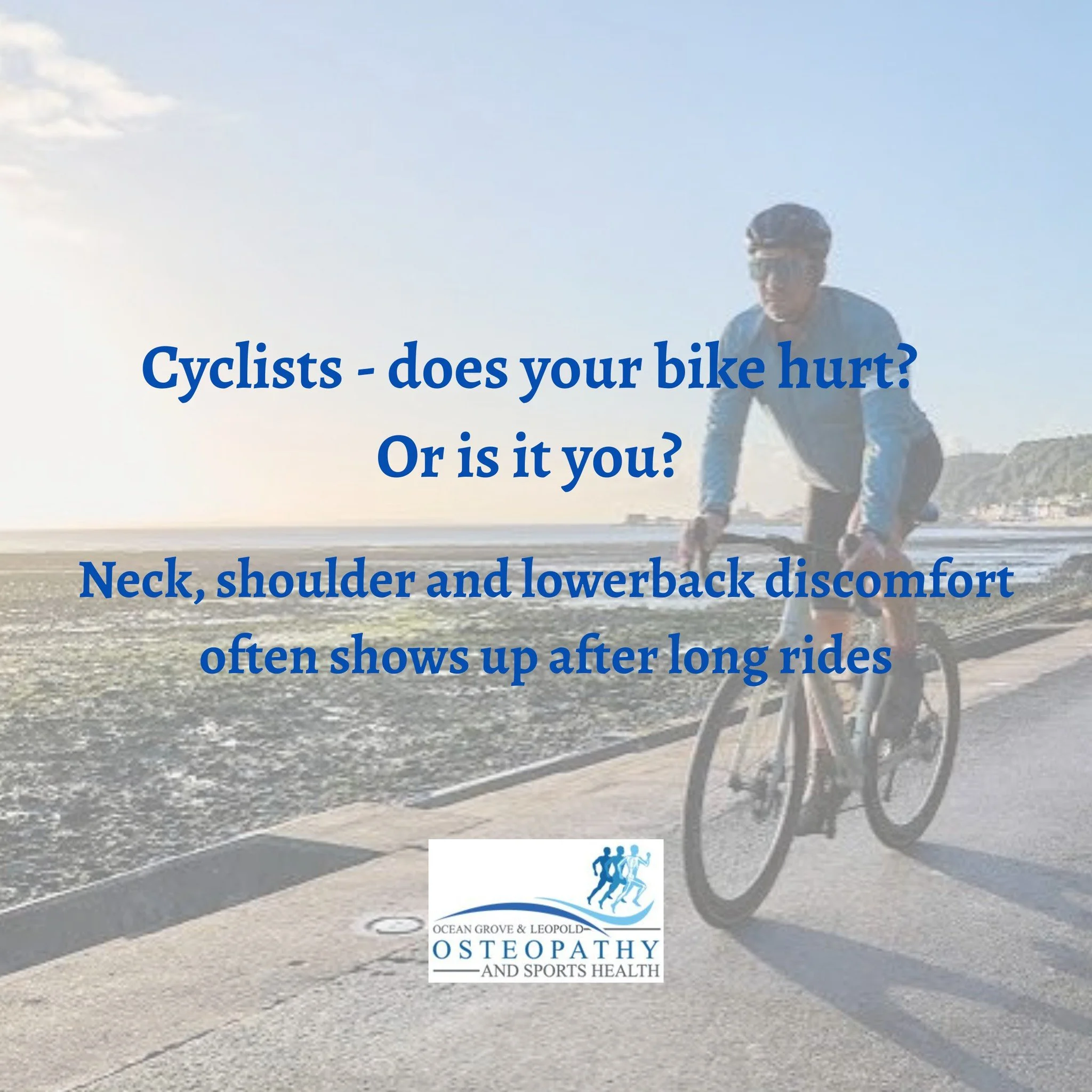 Cyclists - does your bike hurt? Or is it you?🚴🚴 If you're experiencing neck, shoulder, or lower back pain, be sure to book an appointment before it gets worse! 
Book online at www.ogosh.com.au or call the clinic at 42020446
#osteopathy #cyclists #b