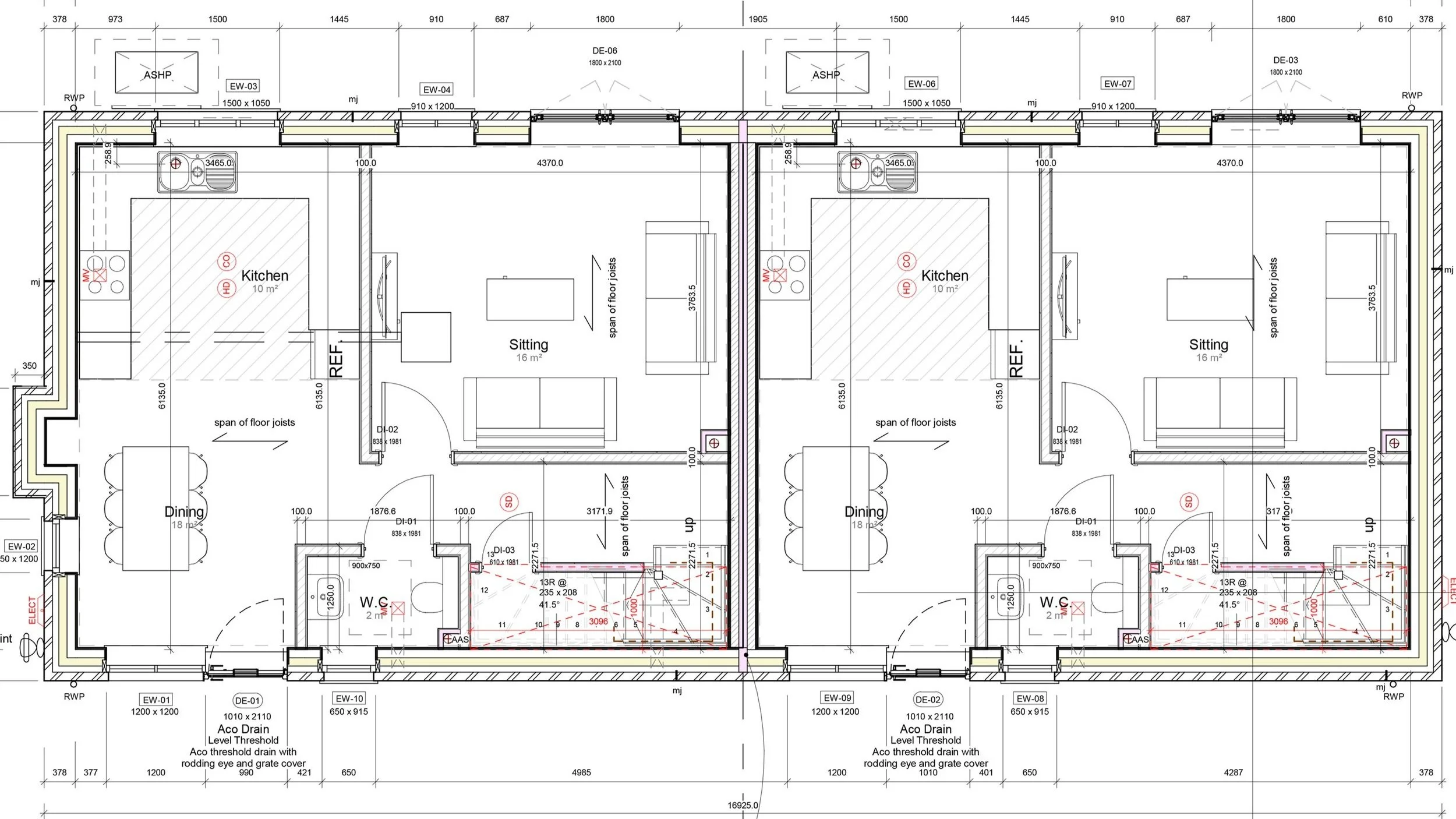 L&M Architects Ltd — Architectural floor plan of a residential building showing rooms, windows, doors, and measurements in detail.
