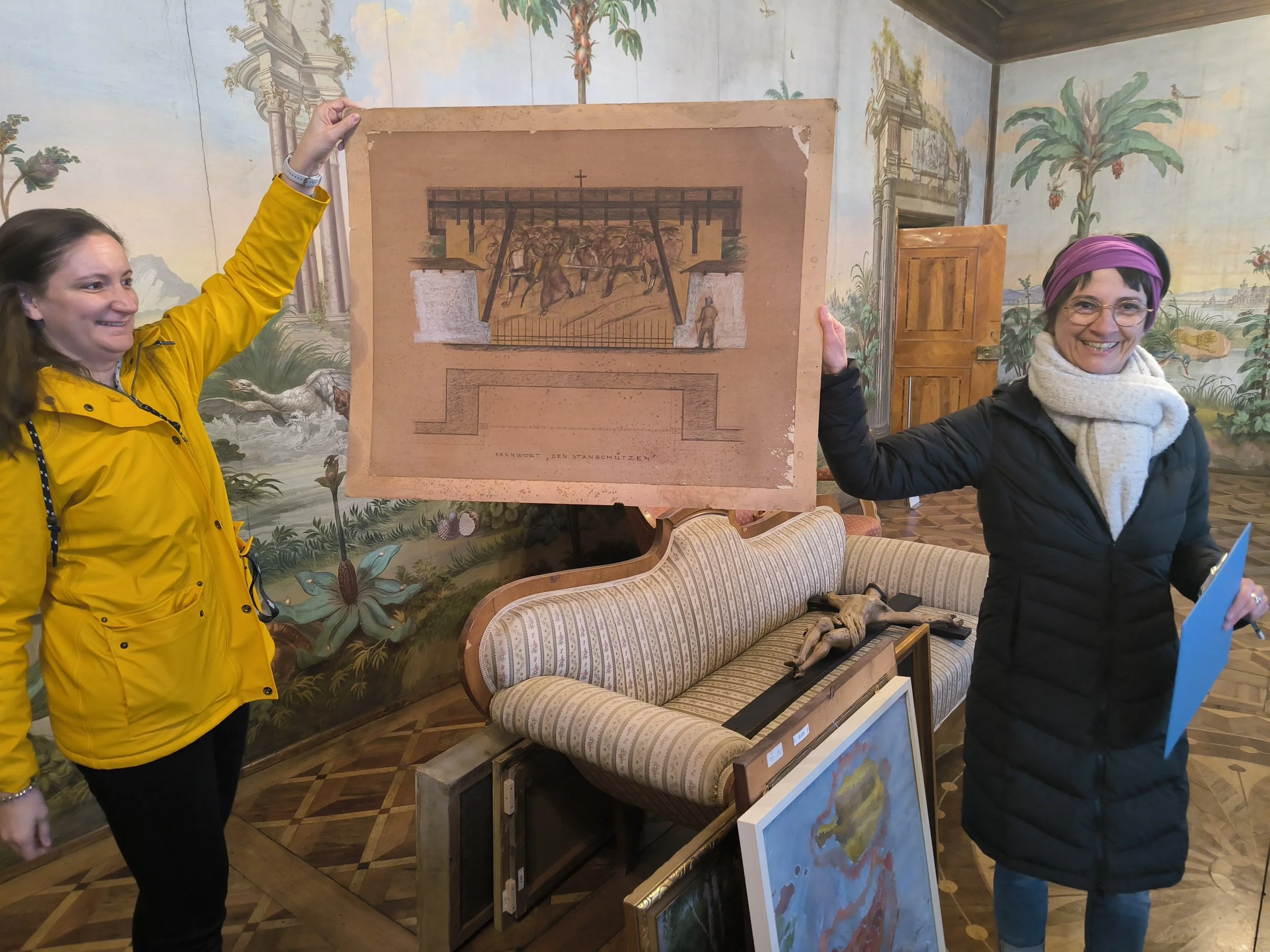  Ein zunächst vermisstes Bild konnte wieder aufgefunden werden. Handelt es sich dabei um einen Albin Egger-Lienz? Nein – tatsächlich ist es eine Studie für das Standschützendenkmal, vermutlich entstanden im Zuge eines Wettbewerbs. 