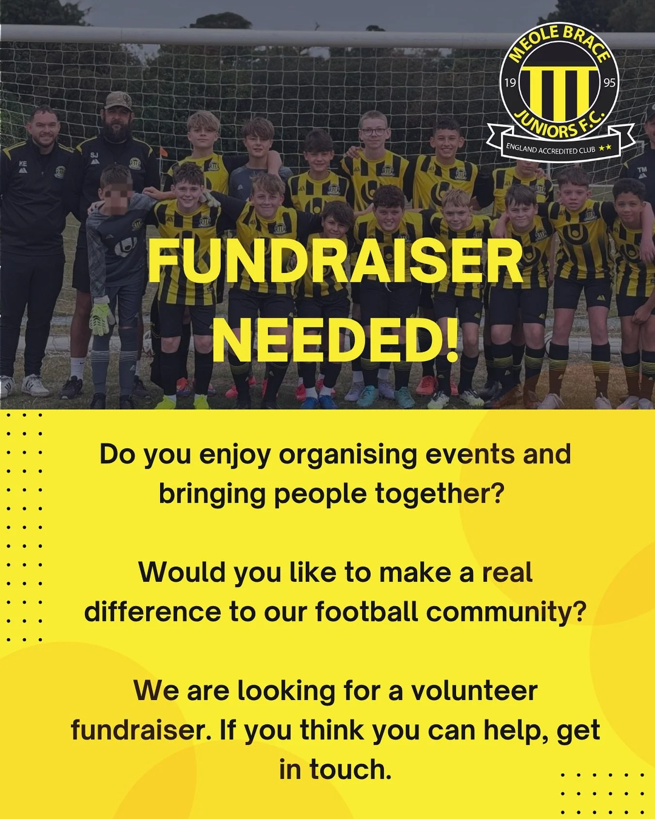 📣 We’re looking for a volunteer fundraiser! 📣
We rely on the commitment of volunteers and the generosity of sponsors and donors to keep our club thriving.
Can you…
Help organise and support around three fundraising events per year?