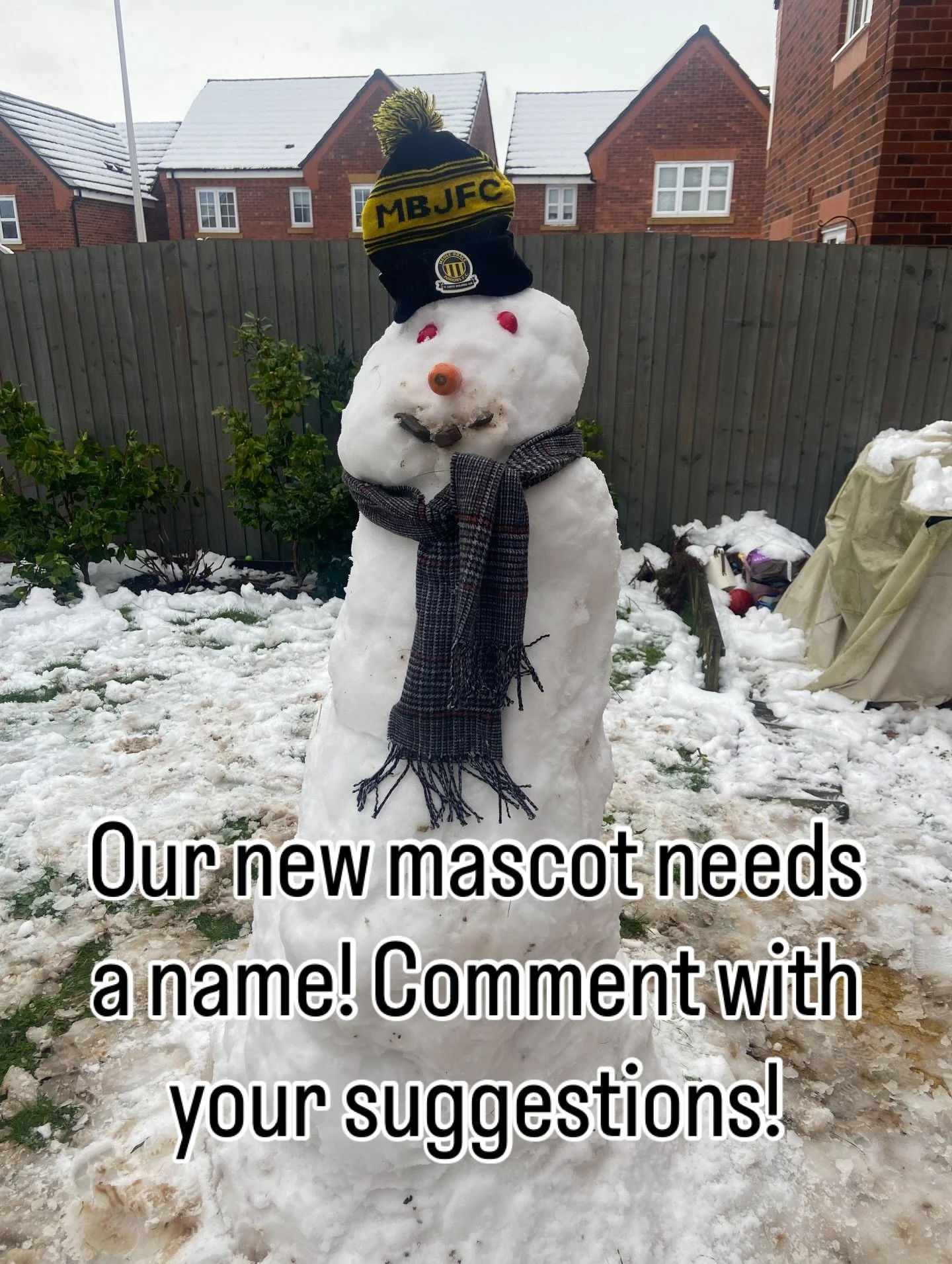 ❄️⛄ Meet our newest (and chilliest) team member!

We&rsquo;ve just welcomed a snowman proudly rocking a Meole Brace Juniors FC hat, and he&rsquo;s ready to become our official mascot. Only one problem&hellip; he doesn&rsquo;t have a name yet.

What s