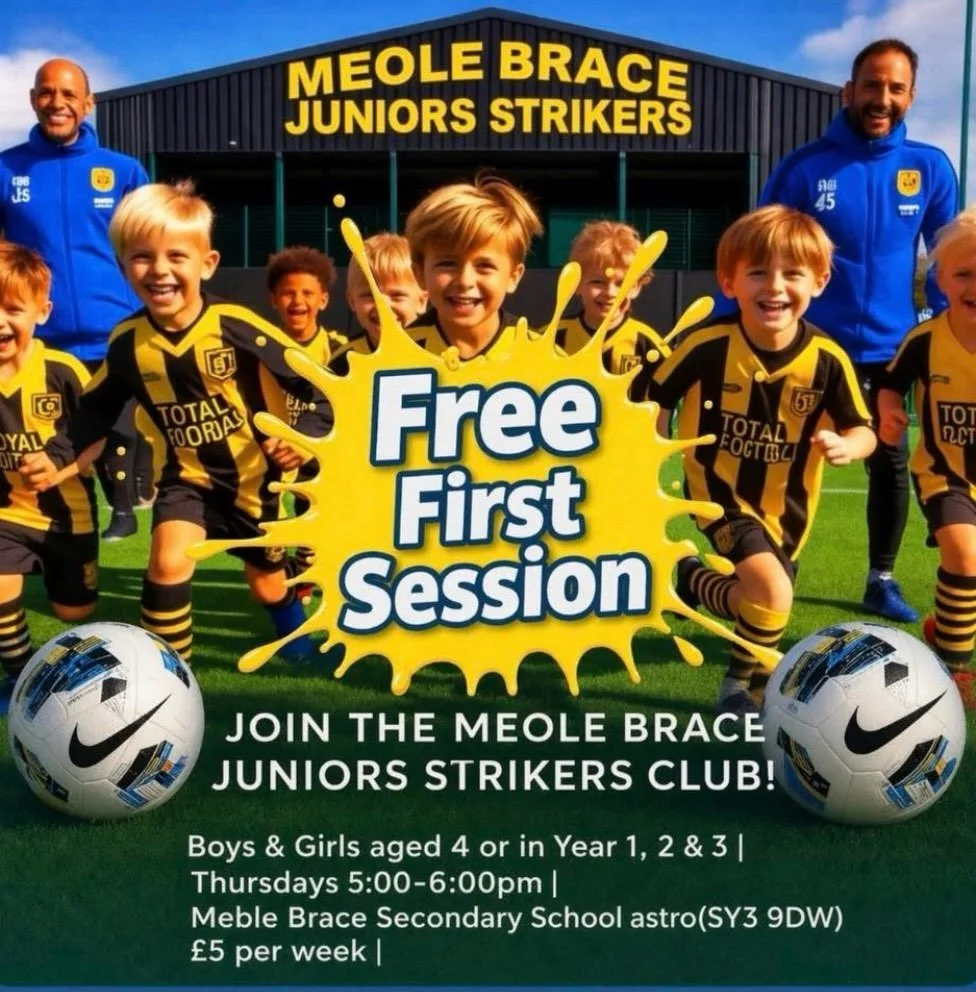 Strikers club continues tomorrow🖤💛

Sign up today: 👇

https://forms.gle/WfrUyd9cEn2a4Q2L6

#MeoleBraceJuniors #GrassrootsFootball #Shrewsbury #WeOnlyDoPositive