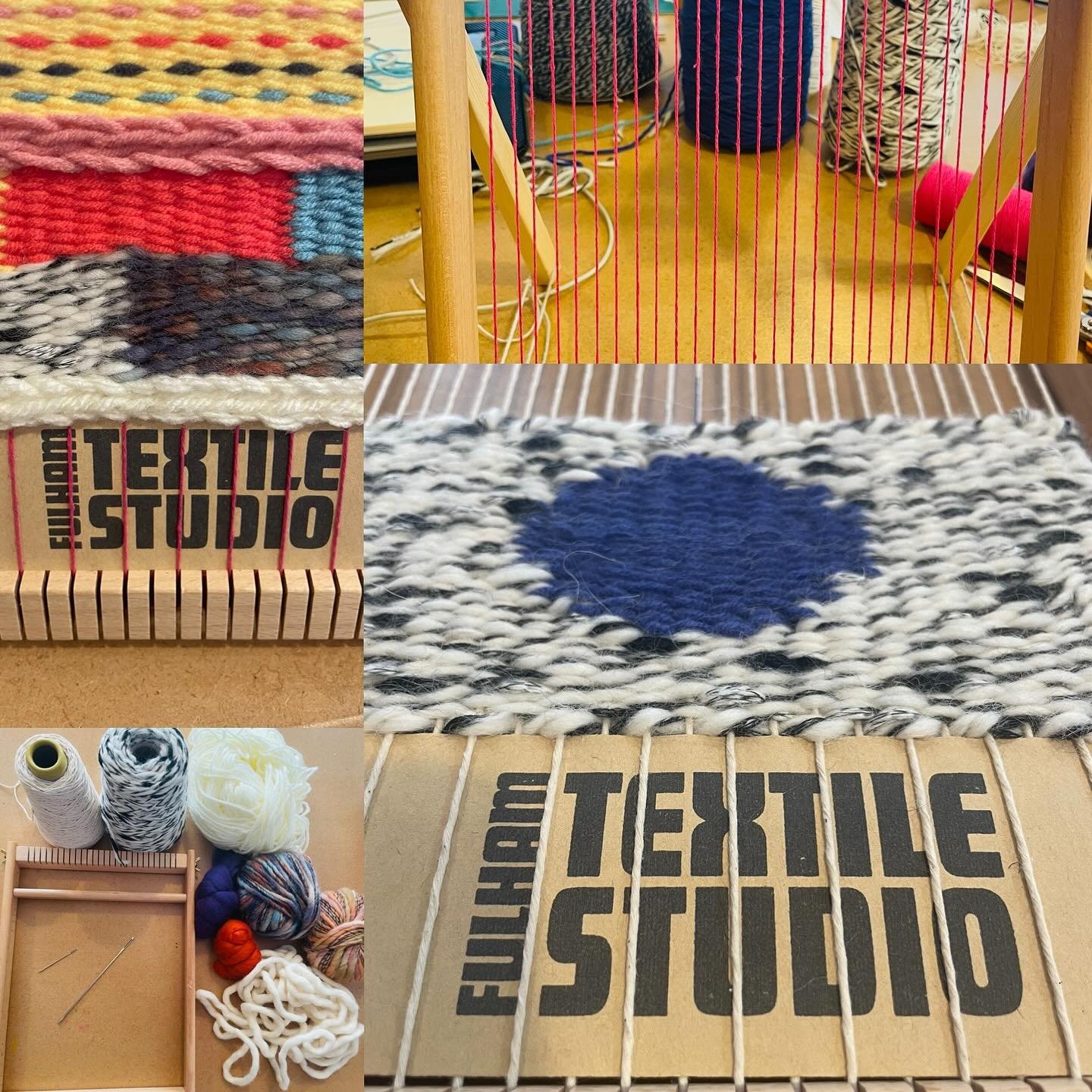 Working on the frame loom today at the studio. Experimenting with yarn and colour combinations is always fun. #fulham #fulhamtextilestudio #fulhambroadway #hammersmithandfulham #frameloom #yarnstore #wakeupandweave
