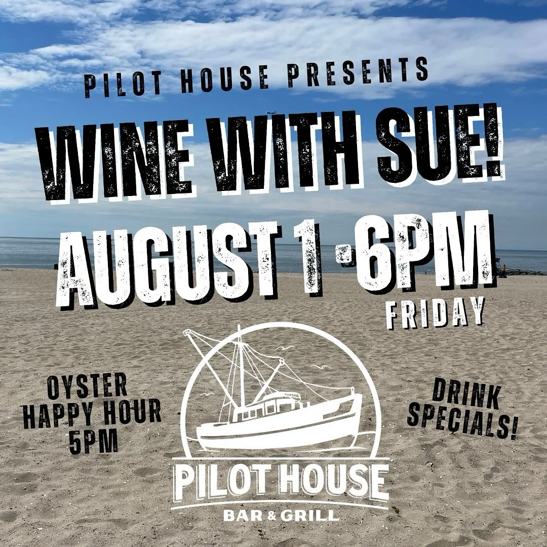 This weekend!!!! 
🌴🍺🌴
Friday &bull; Happy Hour &bull; Live Music
Don&rsquo;t miss WINE WITH SUE! 
See you at Pilot House! 
6pm showtime! 
#thisisrockaway