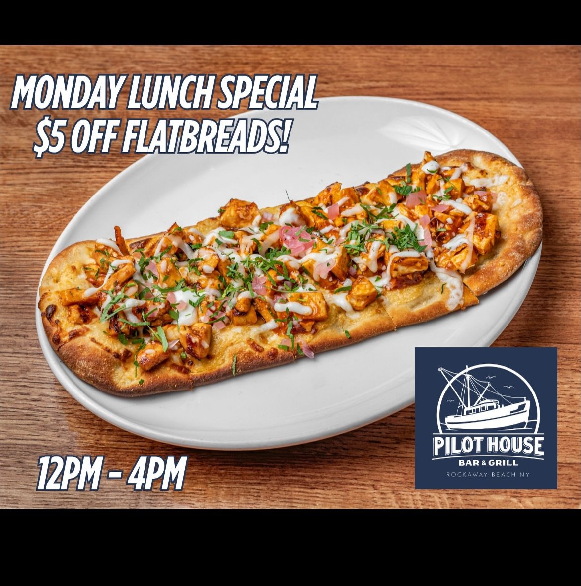 Monday plans, handled. 🙌
Lunch at Pilot House, $5 off flatbreads from 12&ndash;4pm, and Liverpool on the screens at 2:45pm for the FA Cup.
Good food, cold drinks, proper football. 🍕⚽️🍕
#thisisrockaway #arverne #lunchspecial #liverpoolfc