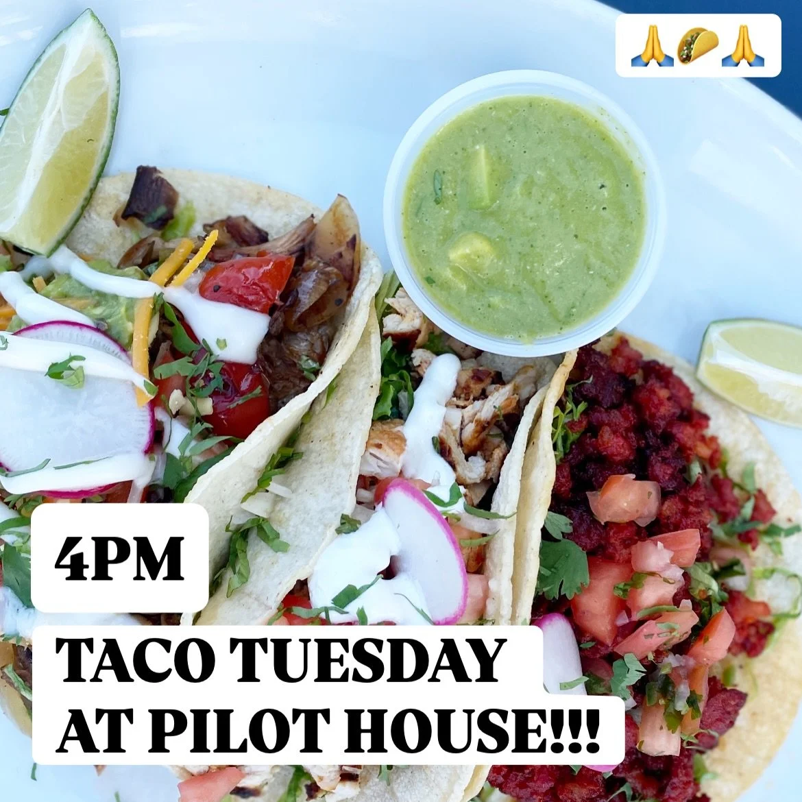 It&rsquo;s TUESDAY! That means TACOS!!!! 
&bull;
&bull;
Don&rsquo;t miss our Mexican Street Tacos, pair them with a margarita or ice cold Modelo draft beer&hellip; winning combo! 🌮🍺🌮

See you at Pilot House! 
Support your local sports bar 🫵🫵🫵