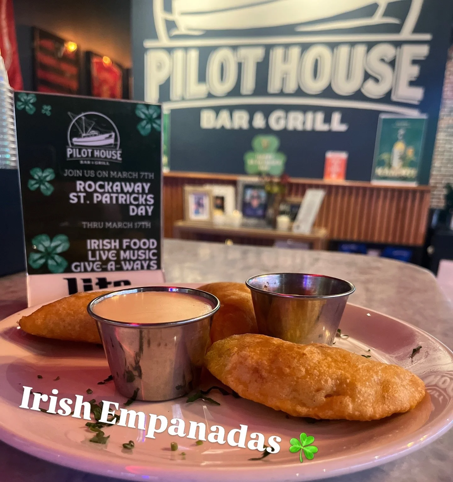 ☘️MARCH SPECIALS ☘️
&bull;
&bull;
Irish Empanadas 🥟
Savory and flaky empanadas stuffed with corned beef, cabbage, smashed potatoes and cheese 🙌
&bull;
Specials drop on SATURDAY 3/7 and run through MARCH 17th! #thisisrockaway #pilothouse #stpaddysda