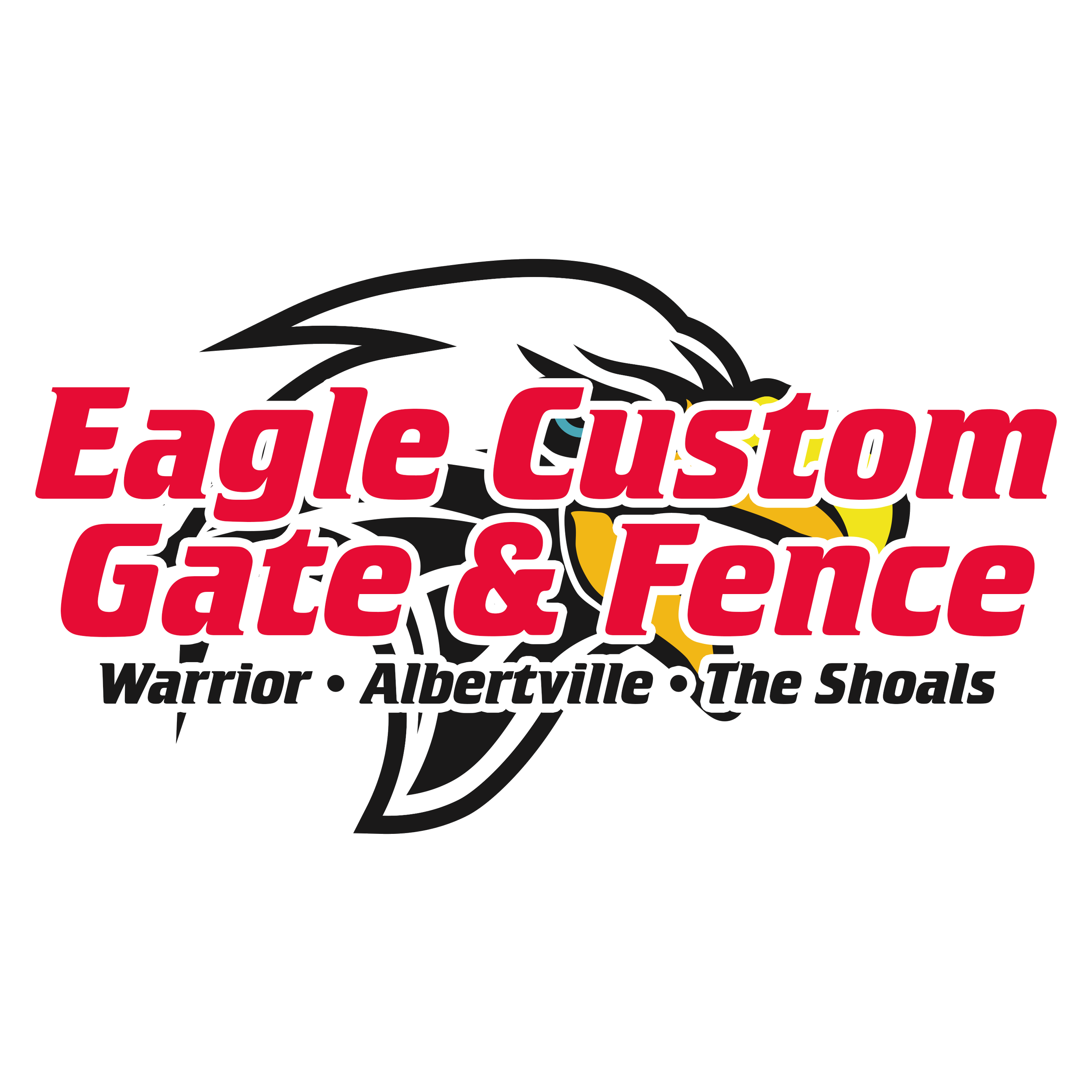 Logo of Eagle Custom Gator & Fence featuring a stylized eagle head with bold red text.