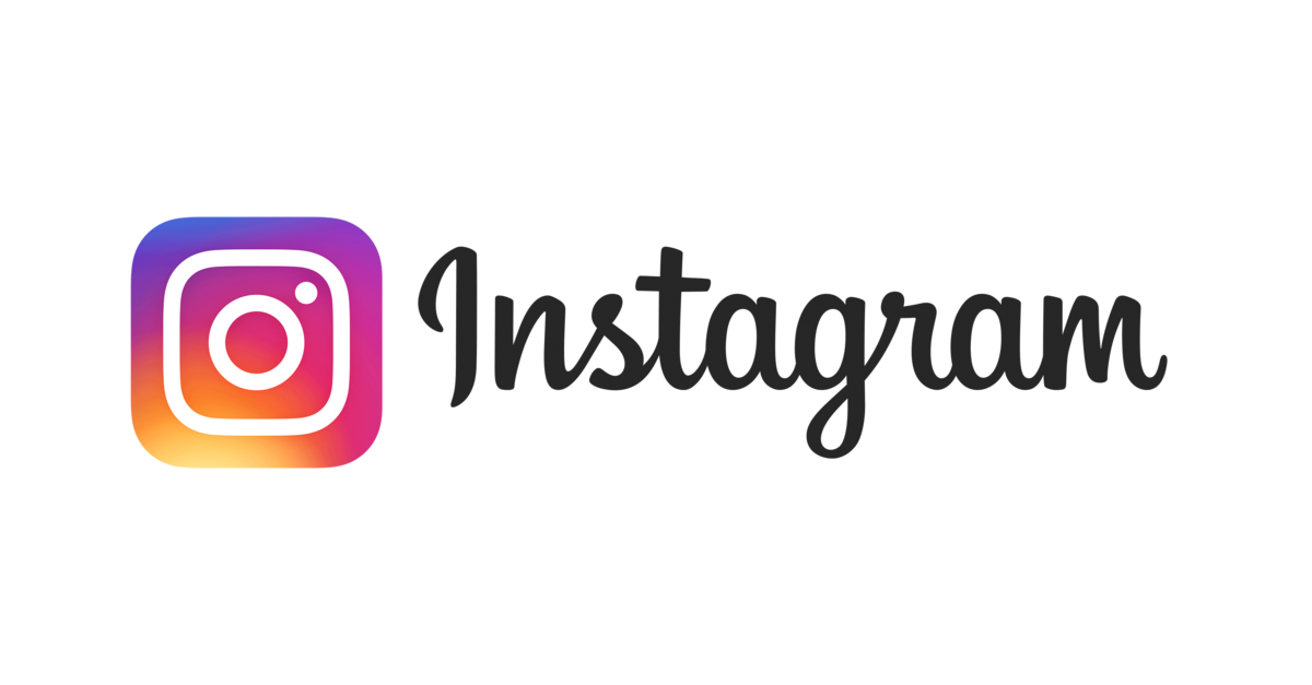 Instagram logo with black cursive text that says 'Instagram'