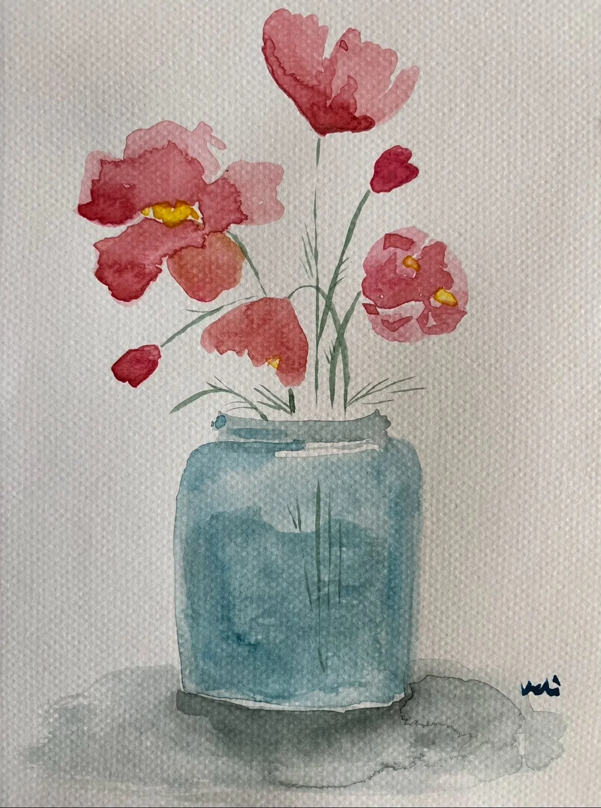 Poppy's in a Mason Jar Pack of 10 Greeting Cards