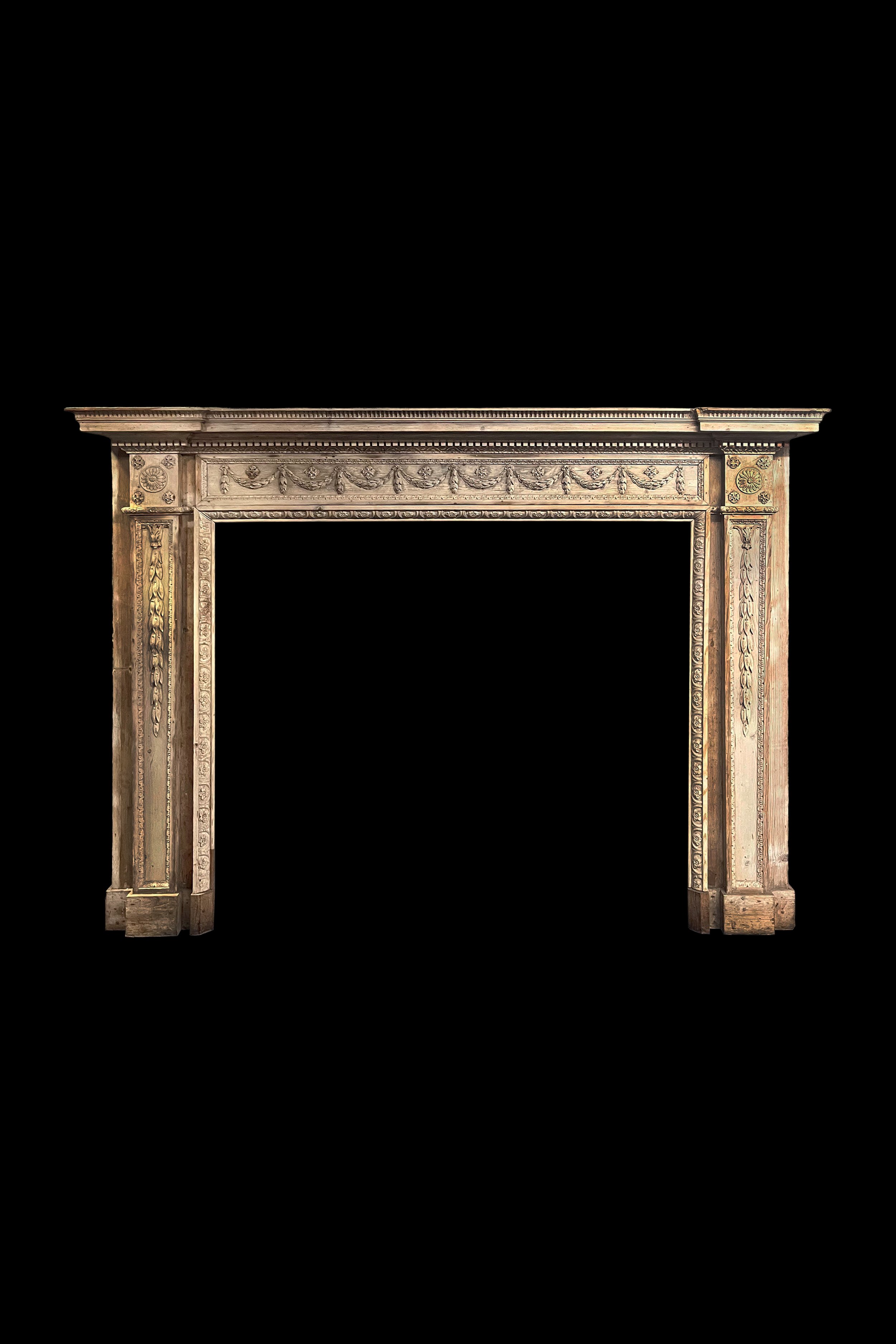 A very good Late 18th Century Carved Pine Neoclassical Chimneypiece