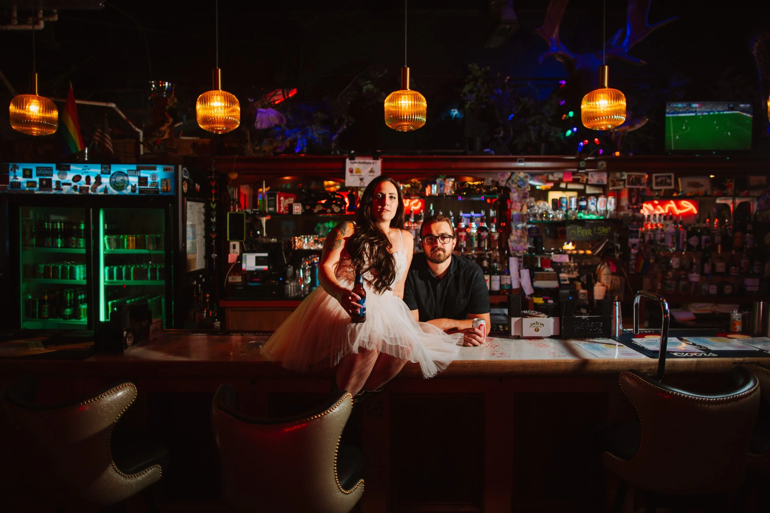 sitting on the bar 