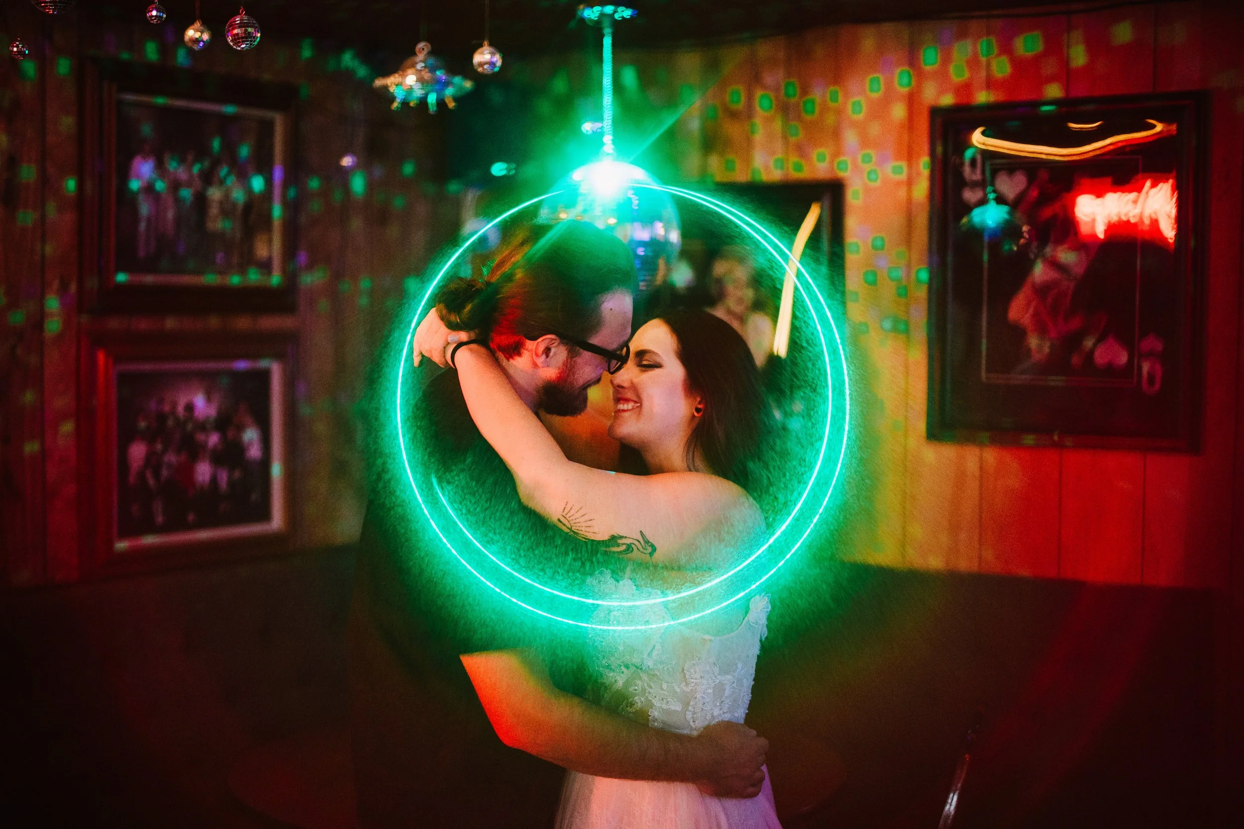 the light of the disco ball