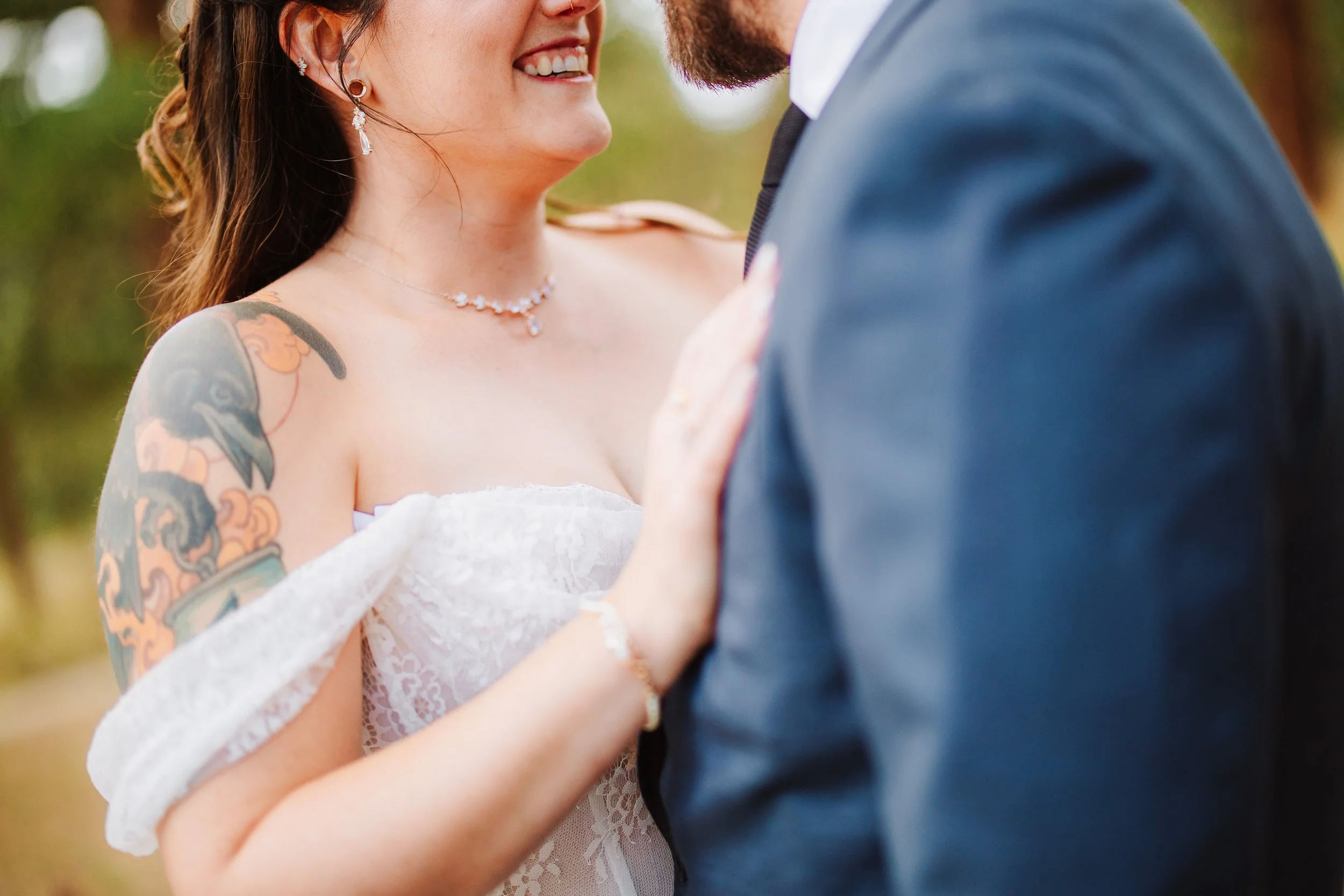 a crop that highlights the brides smile