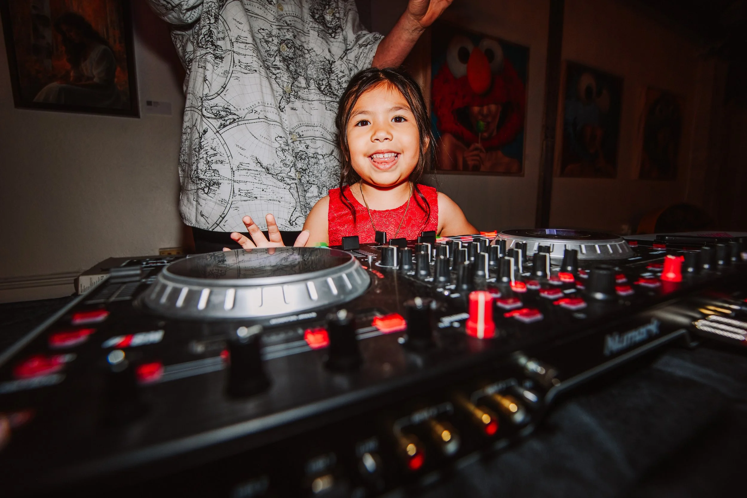 the little girl became the DJ