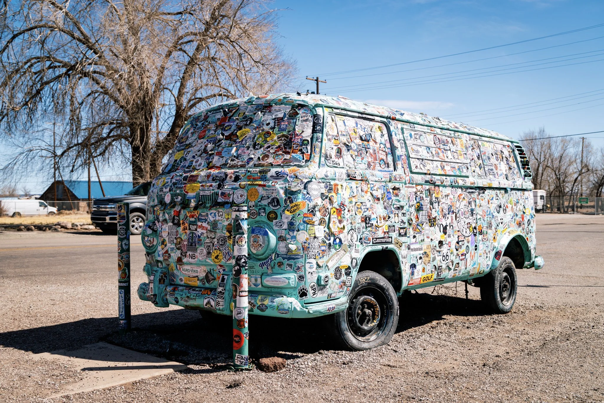 Sticker-Covered Van on Route 66