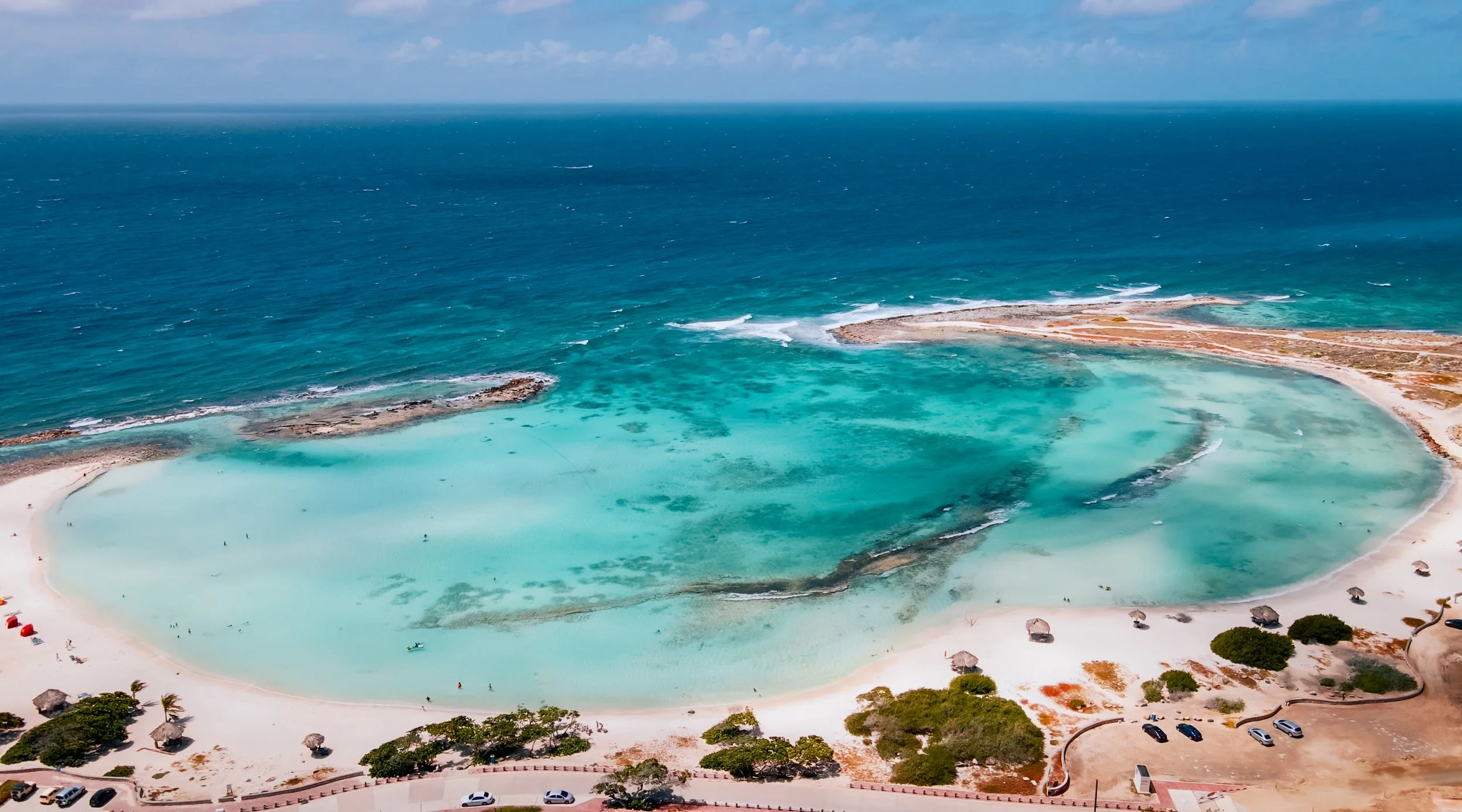 An Ariel view of the infamous Baby Beach in Aruba