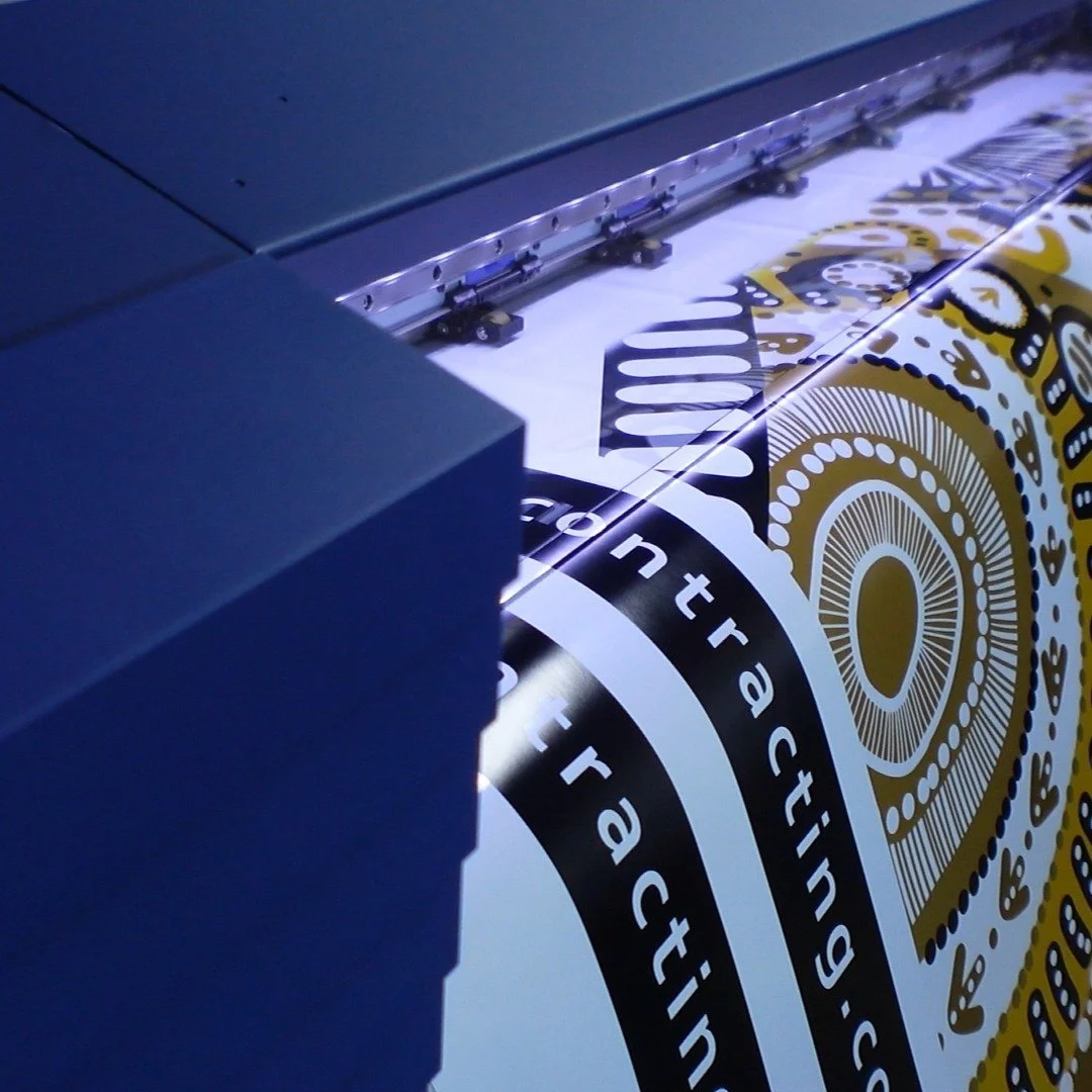 Take a peak behind the scenes at Stikki Customs as we print the graphics for Ed-Roy Contracting just in time for NAIDOC week earlier this year. #StikkiCustoms #PrintYourPassion #FleetGraphics #VinylPrinting