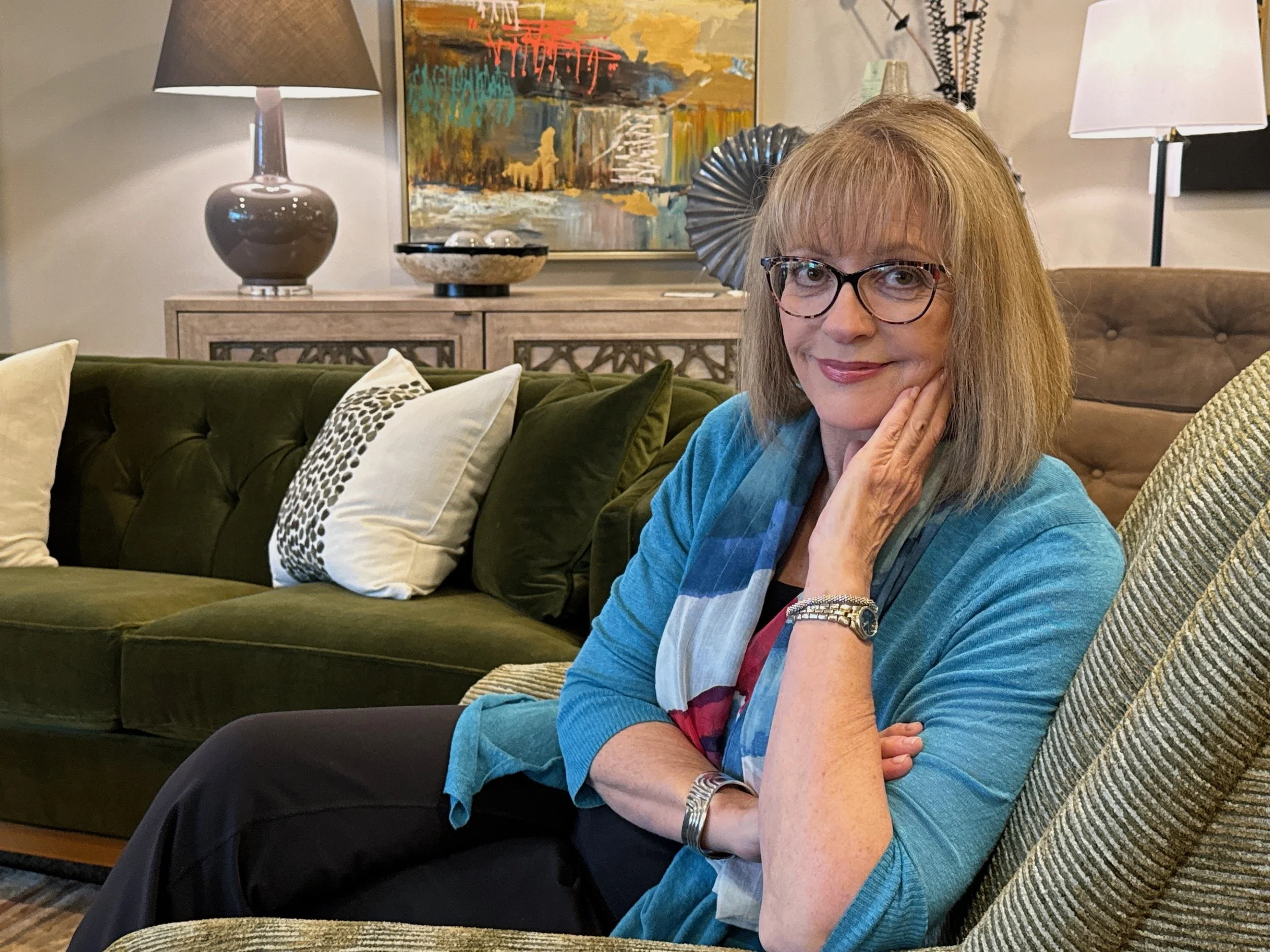 Photo of Anchorage interior designer at her Anchorage interior design studio.