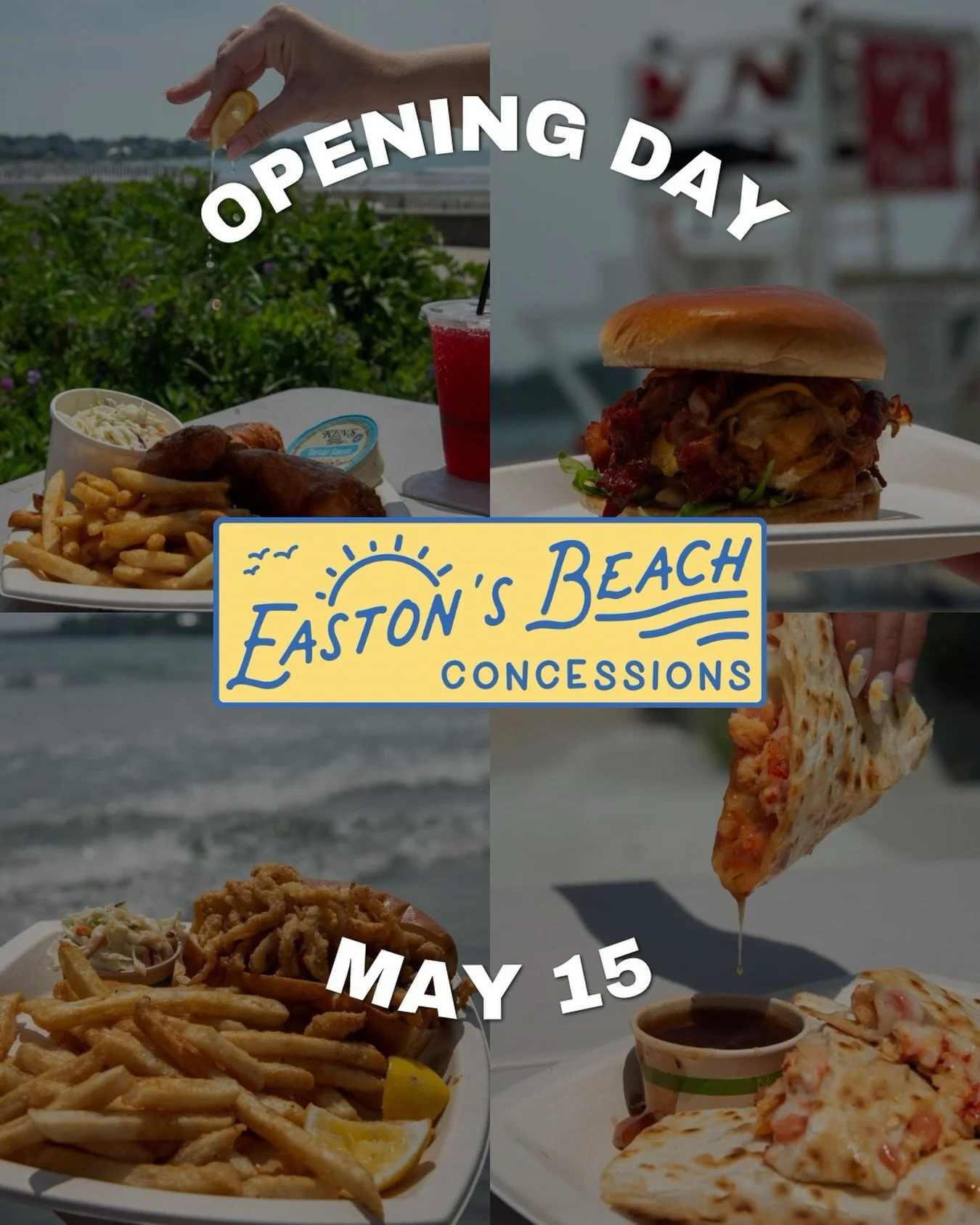 EASTON&rsquo;S BEACH CONCESSIONS OPENS MAY 15th 🏖️🍤

🦞 We are so excited for what promises to be an amazing summer at #EastonsBeachConcessions 🍔
-
-
#beach #newportri #rhodeisland #eastonsbeach