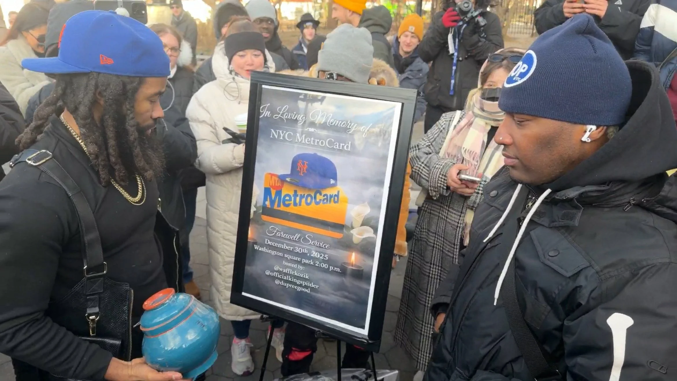 New Yorkers Bid Farewell to MetroCard at “Farewell Service” in Washington Square Park