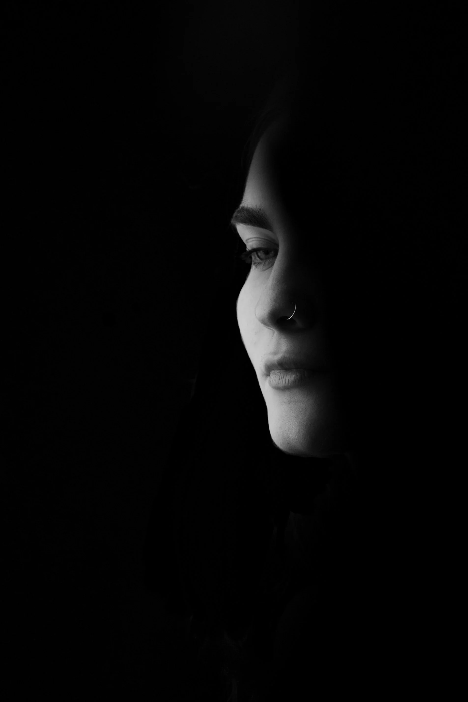 Portrait Face Close up Young Woman BNW
