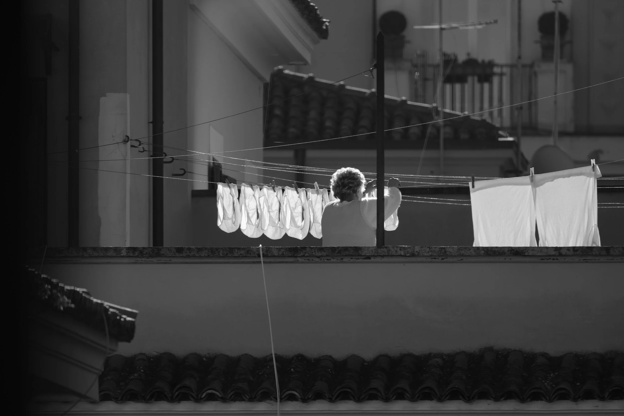 Street Scene Clothesline Underwear Woman Sun BNW.JPG