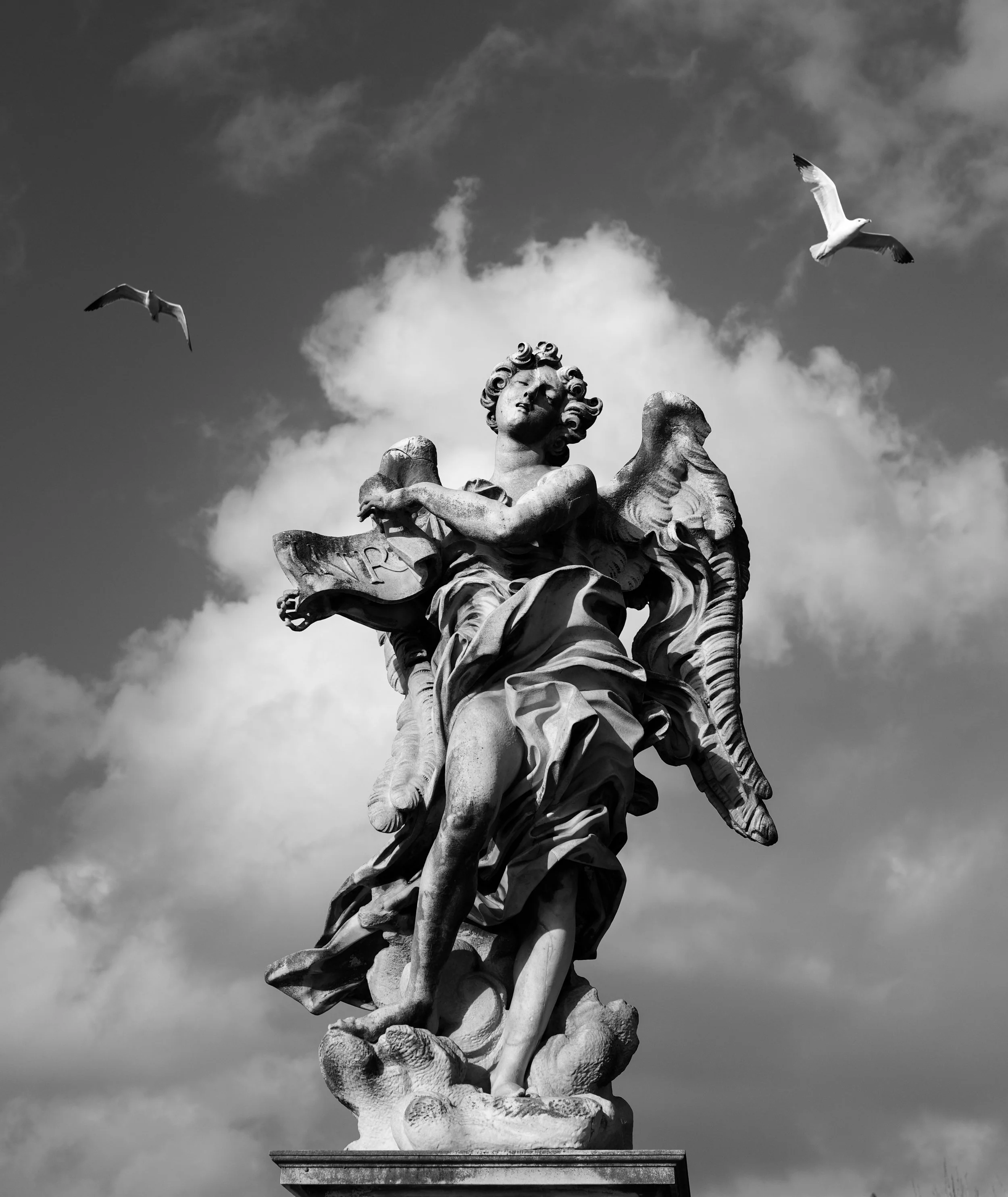 BNW Sculpture Angel on Ponte di Sant_Angelo Rome Italy

