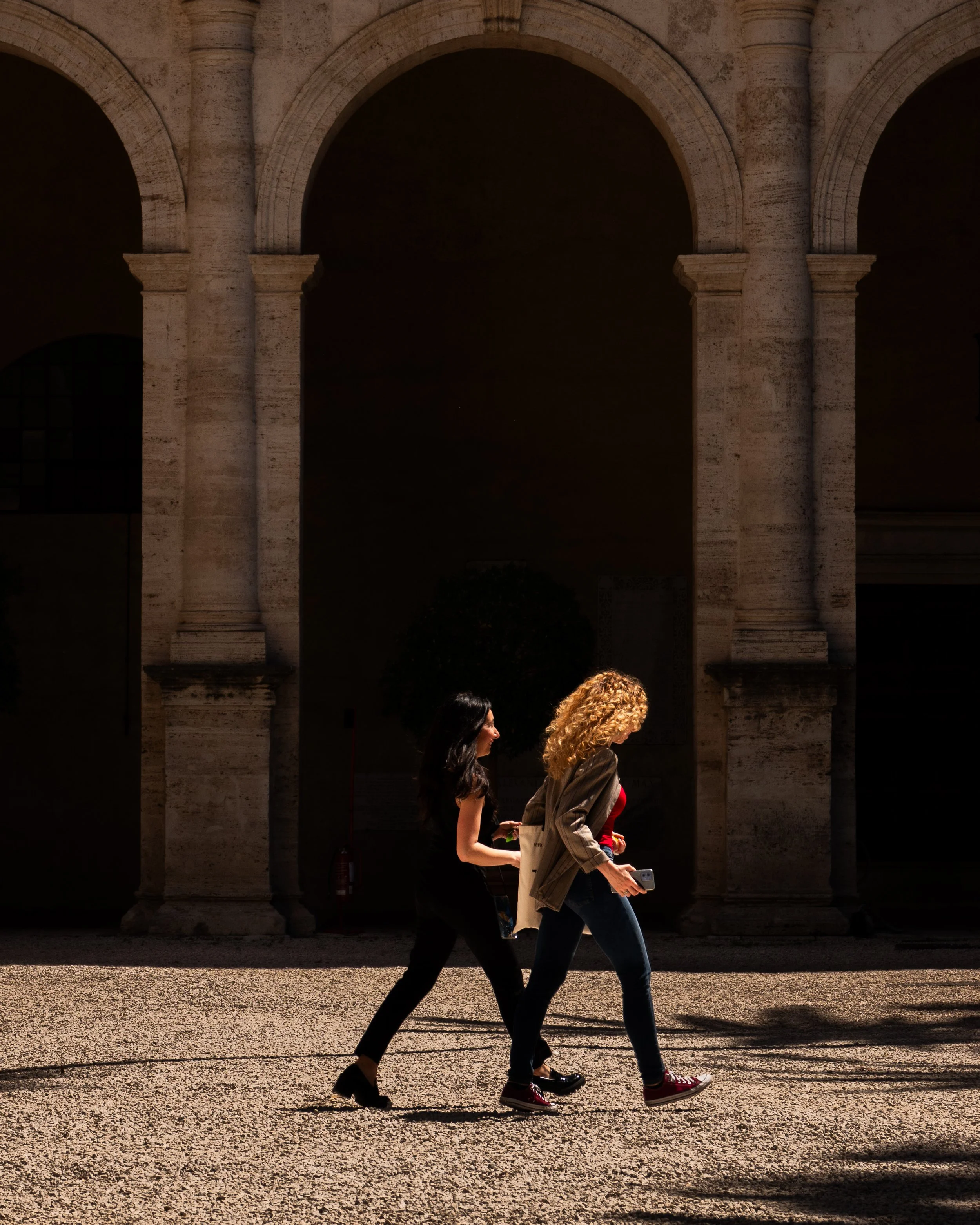 Street Scene Women Walking Rome Italy
