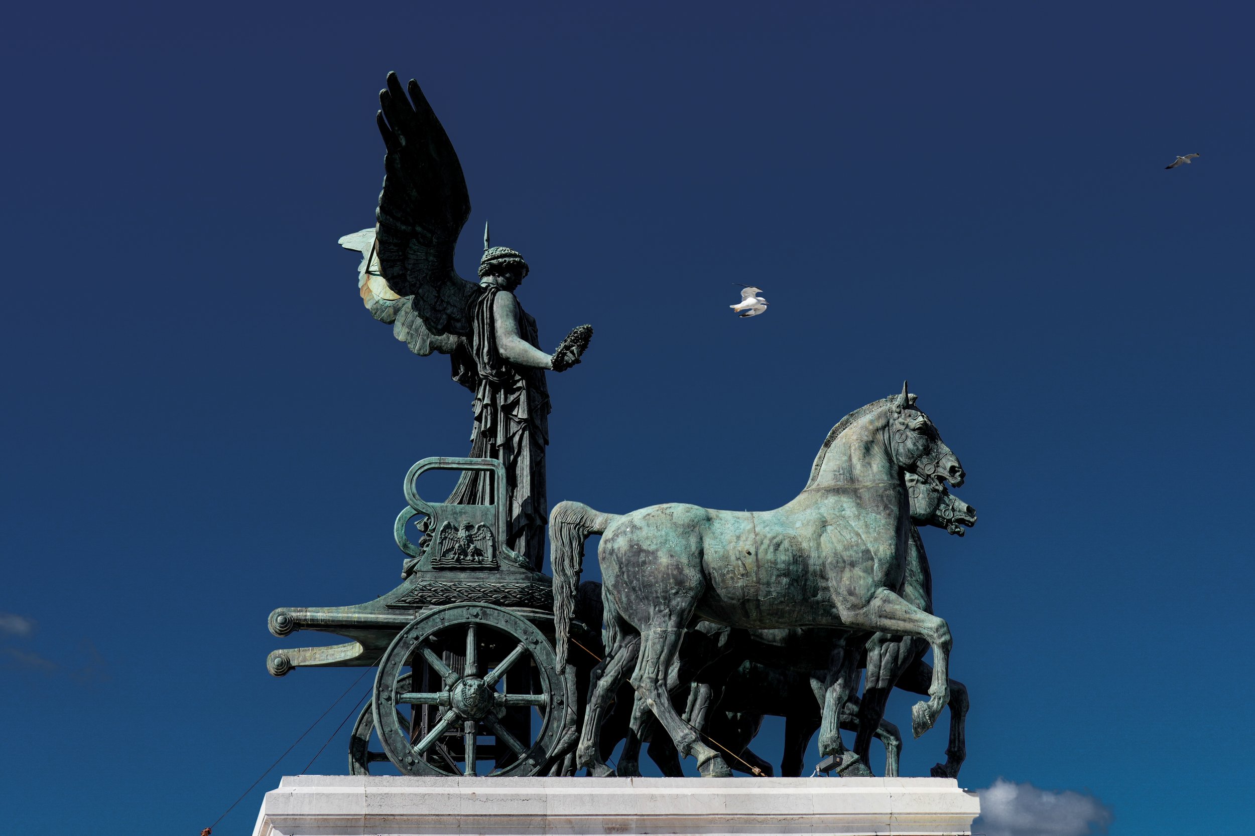Art Architecture Statue Carriage Horses Vittoriano Rome Italy
