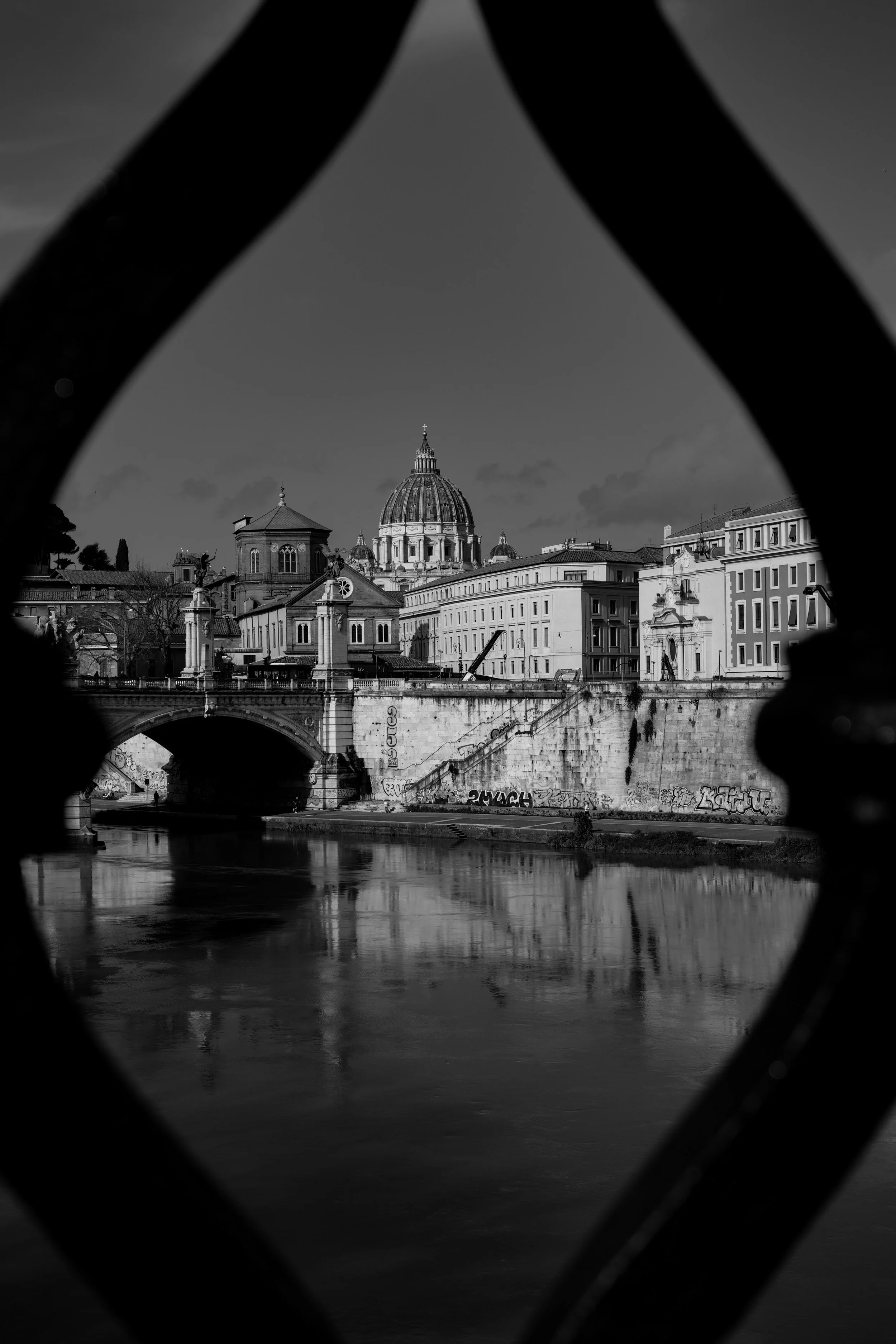 Art Architecture View BNW from Ponte Sant_Angelo Rome Italy
