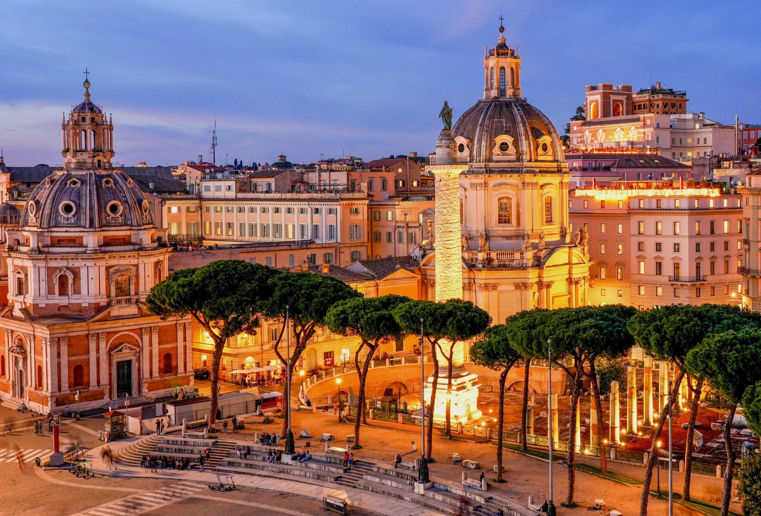 Art Architecture Night on Piazza Venezia Rome Italy
