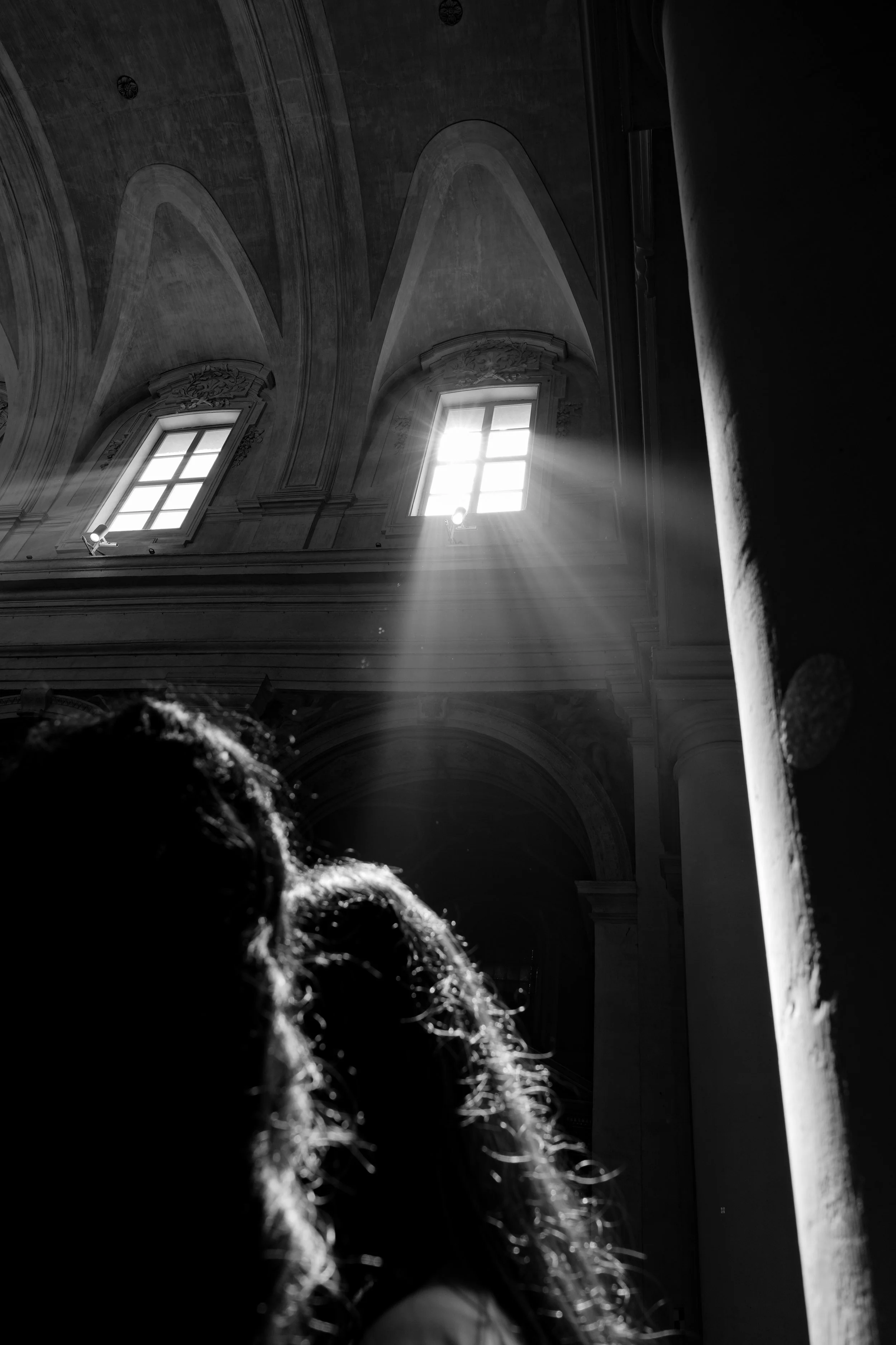 Silhouette Photography Girls and Sunbeams in Trinita dei Monti Rome Italy

