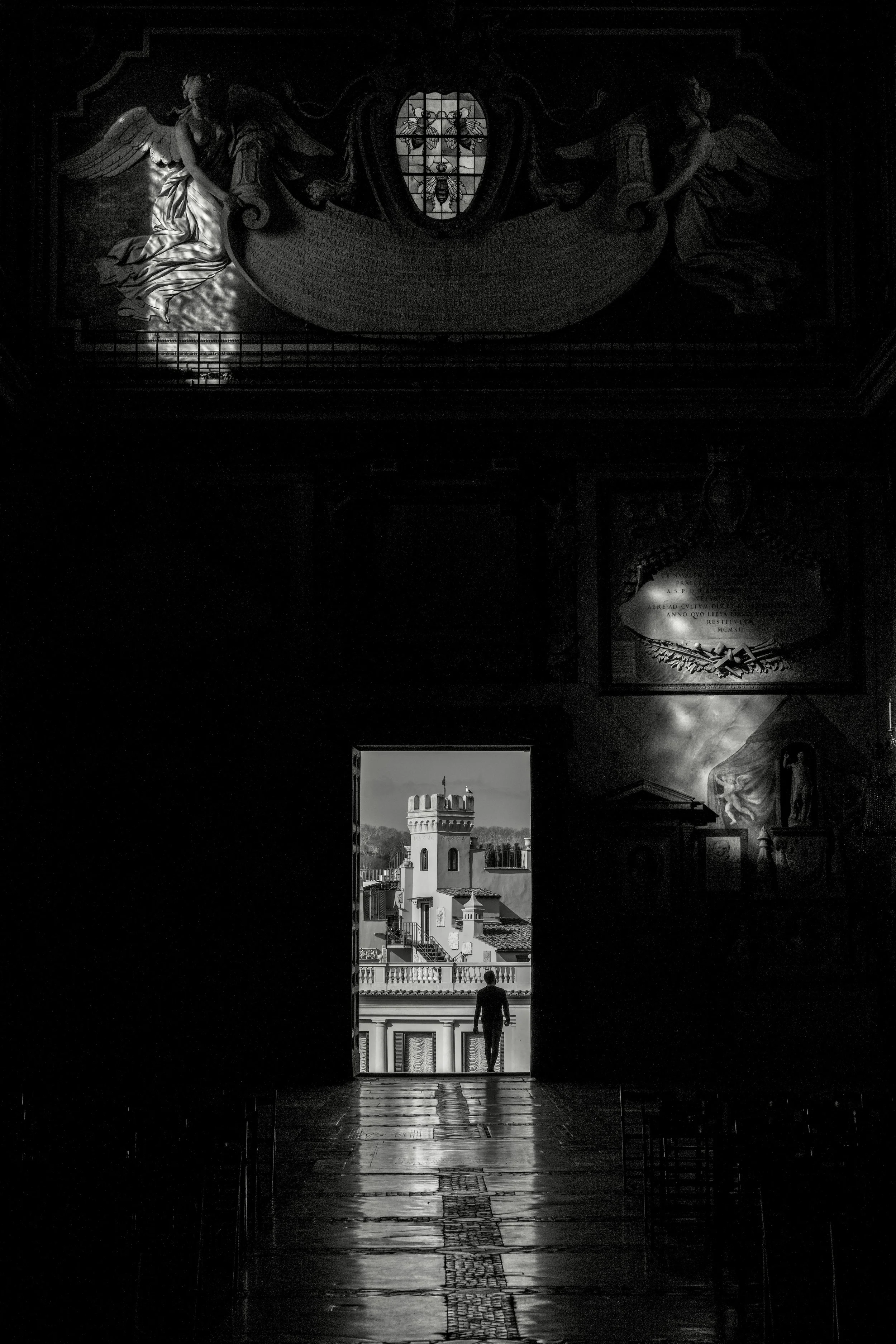 Silhouette Photography Man Aracoeli Church in Rome Italy
