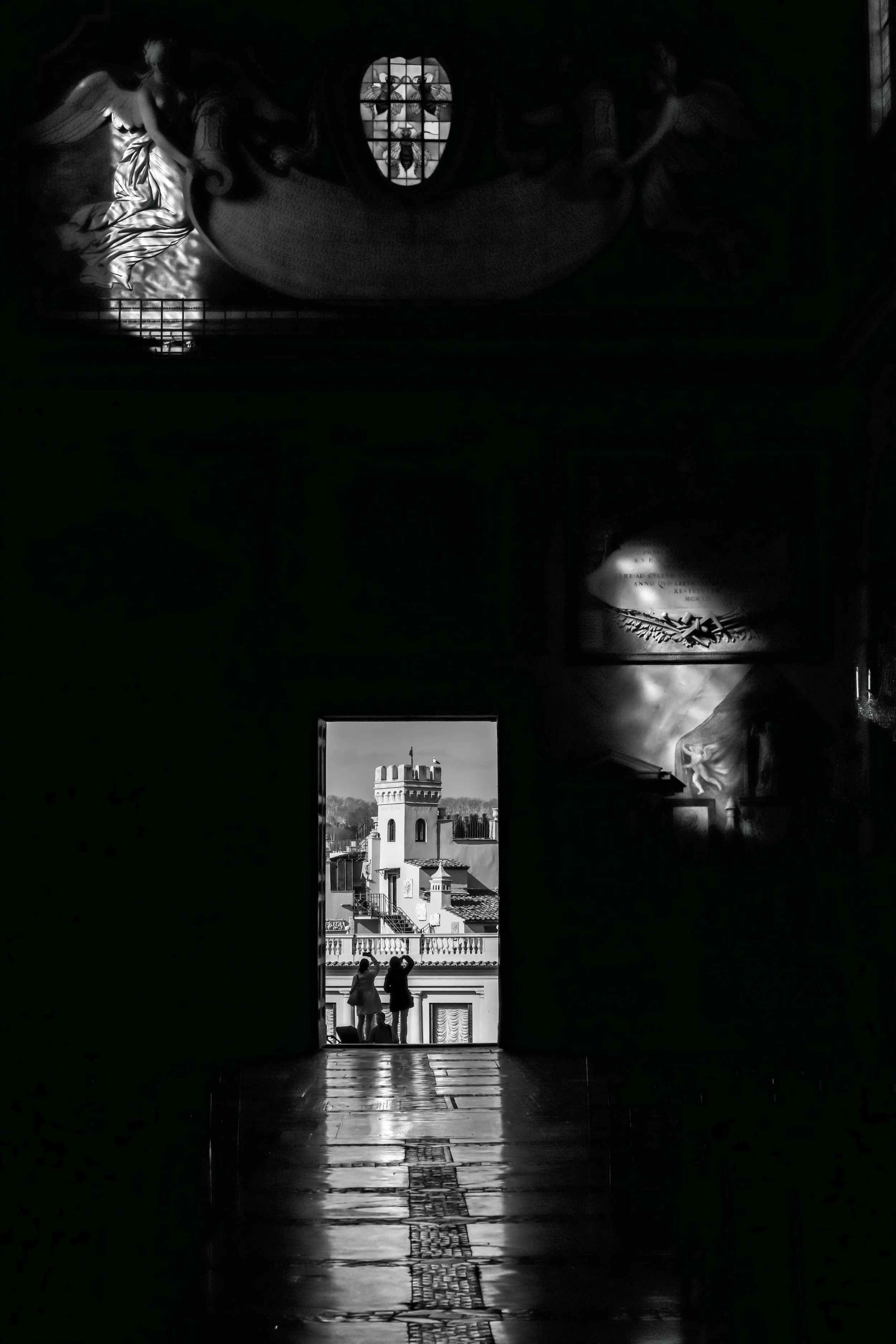Silhouette Photography Two Ladies in Aracoeli Church Rome Italy
