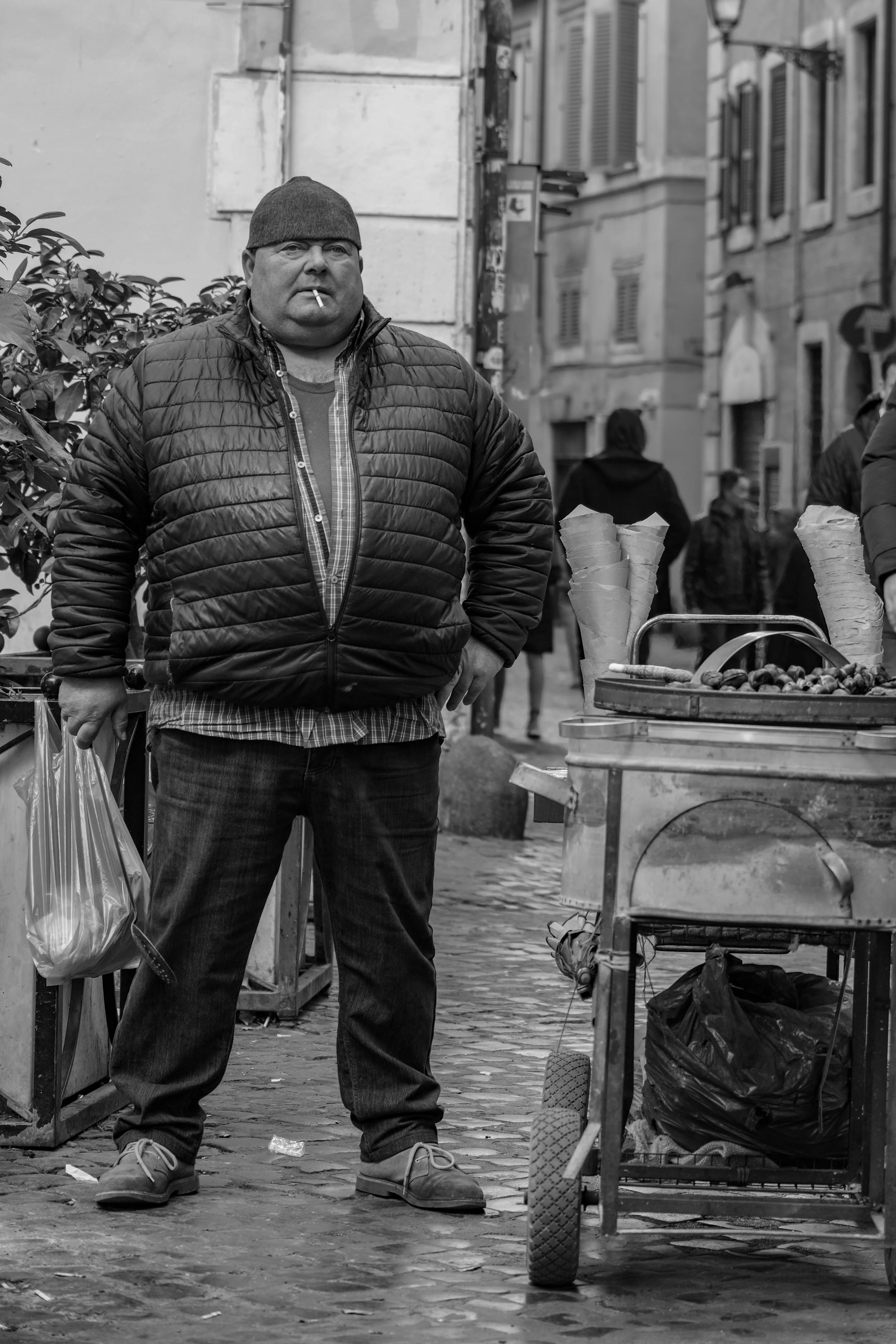 
BNW Street Vendor Chestnuts Rome Italy
