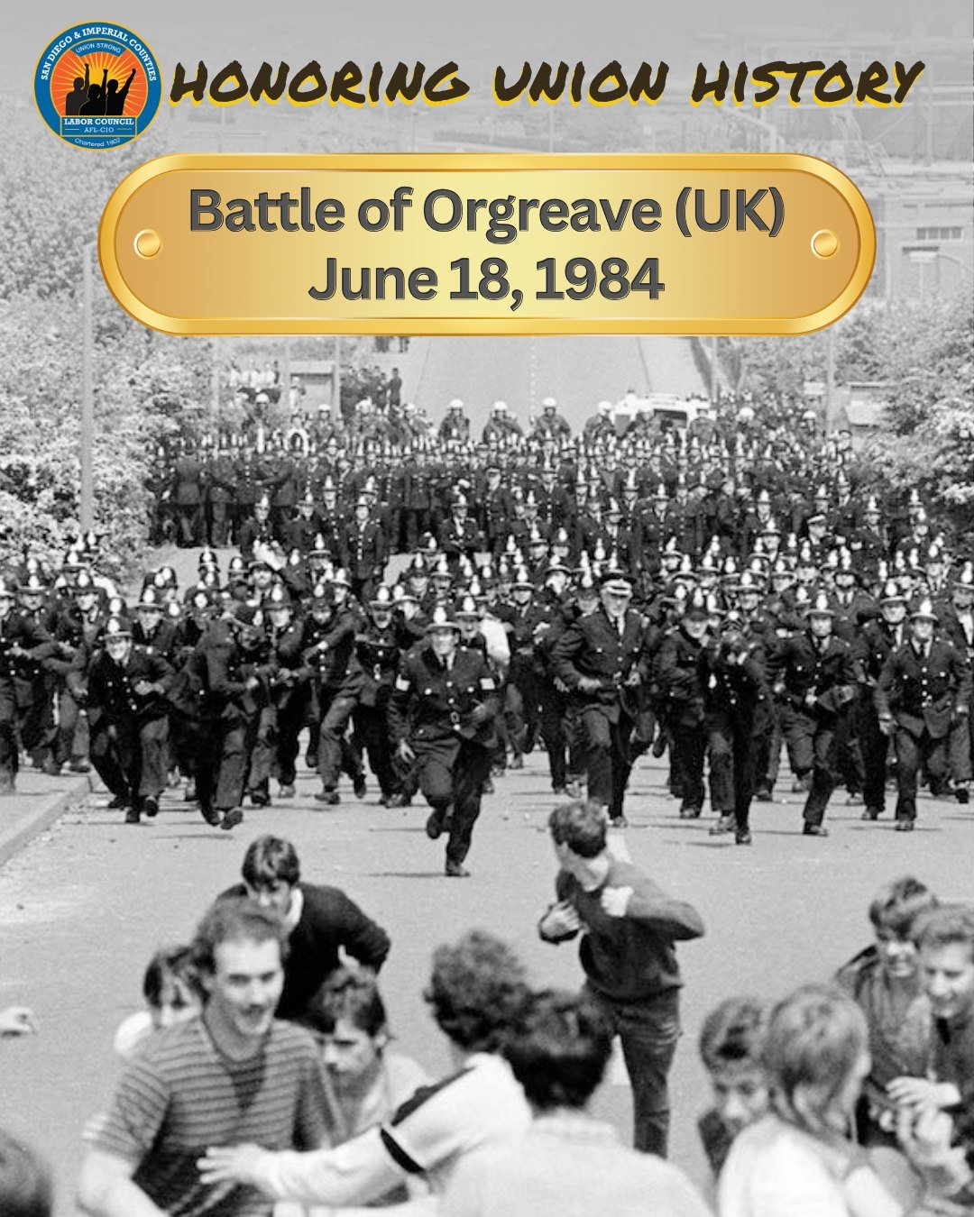 On June 18, 1984, one of the most pivotal moments in international labor history took place in Orgreave, UK.

After decades of shared prosperity won by working people through struggle and sacrifice, the forces of neoliberal capitalism were on the mar