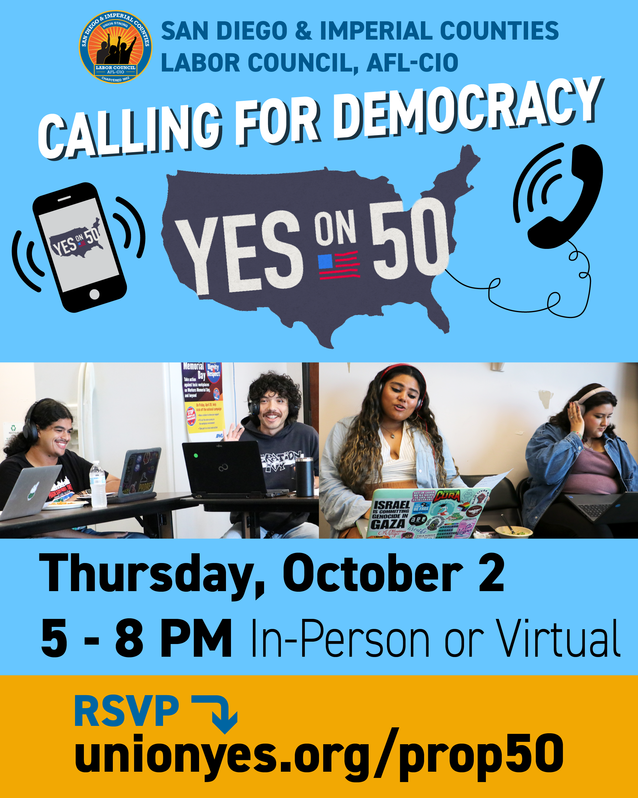 YES on Prop 50: Calling for democracy!
