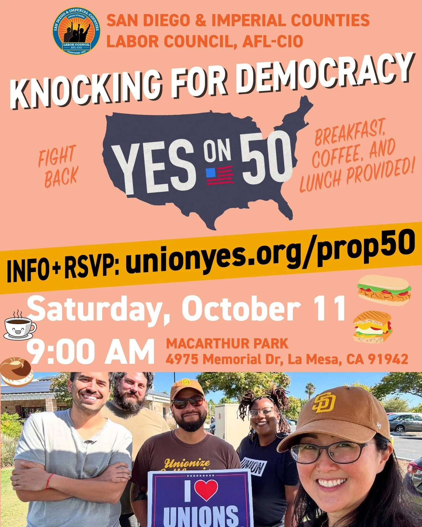SATURDAY: Knock doors to fight anti-union Trump's power grab!

RSVP + Info: unionyes.org/prop50

Trump fired 300,000 federal workers &amp; is stealing $4.5 TRILLION from the working class for billionaire tax cuts. Now he&rsquo;s rigging elections.

W