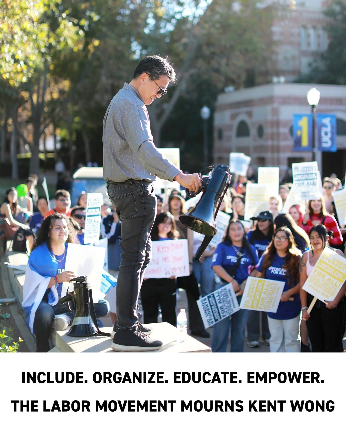 We mourn the loss of Kent Wong, a giant of the labor and union movement whose work changed countless lives.

Kent believed in a simple, powerful idea: that when we educate and empower each other, we build real power. He turned that belief into action