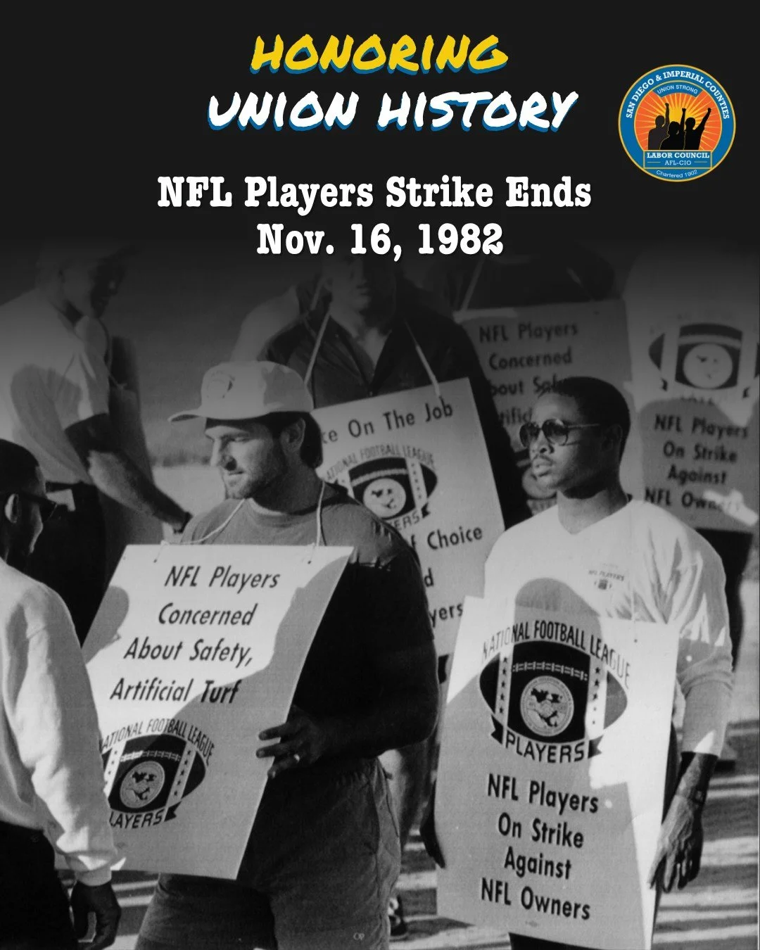 On November 16, 1982, NFL players ended their 57-day strike.

The NFL was very different at the time. There was no free agency&mdash;players were drafted, and stayed with the same team until they were traded, cut or retired. Players had few benefits 