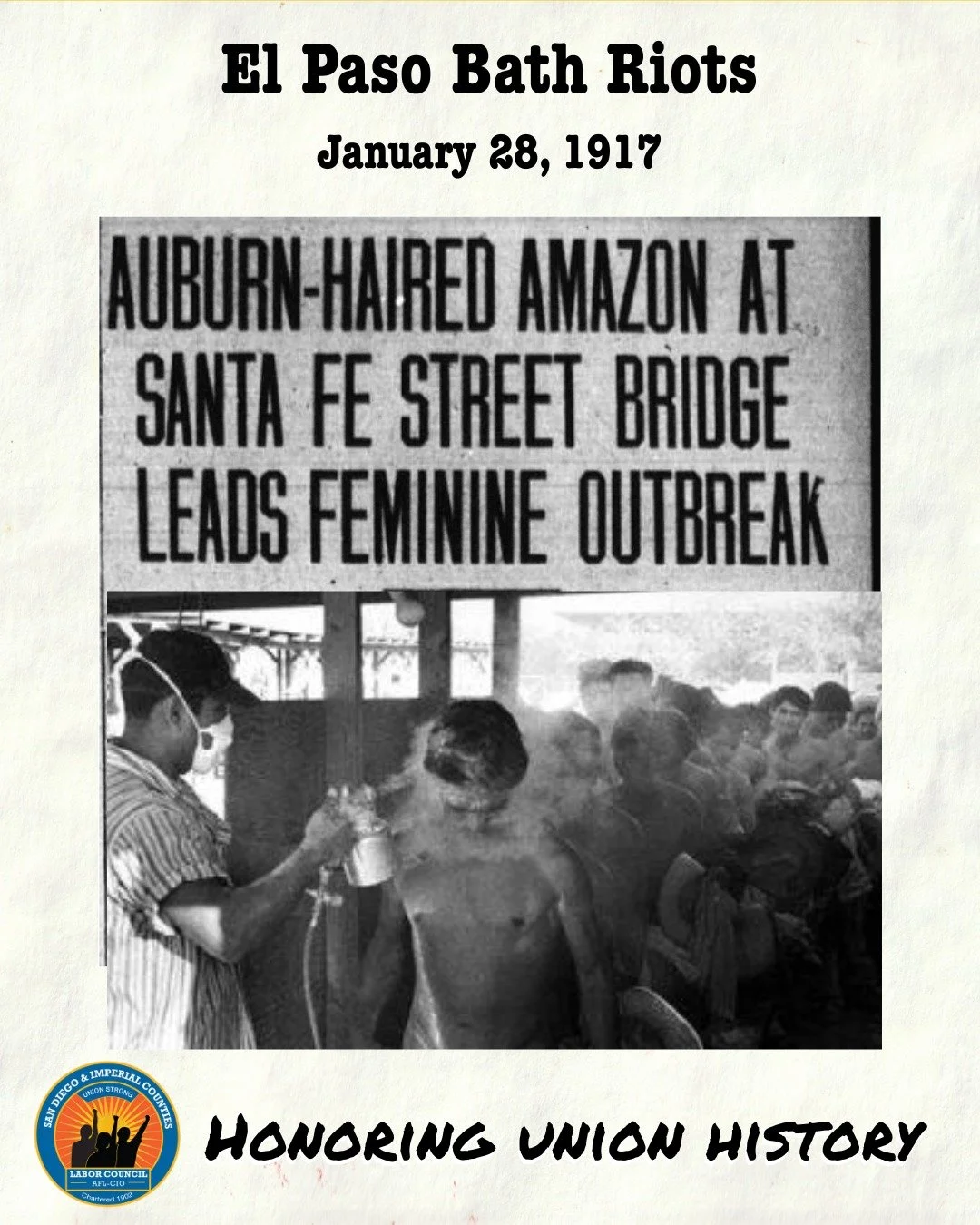 At the border crossing between Juarez and El Paso, US Customs agents began "delousing" Mexican nationals entering the US in 1917. 

Mexicans were required to strip naked and inspected. Their clothes were sprayed with toxic chemicals. Any ma