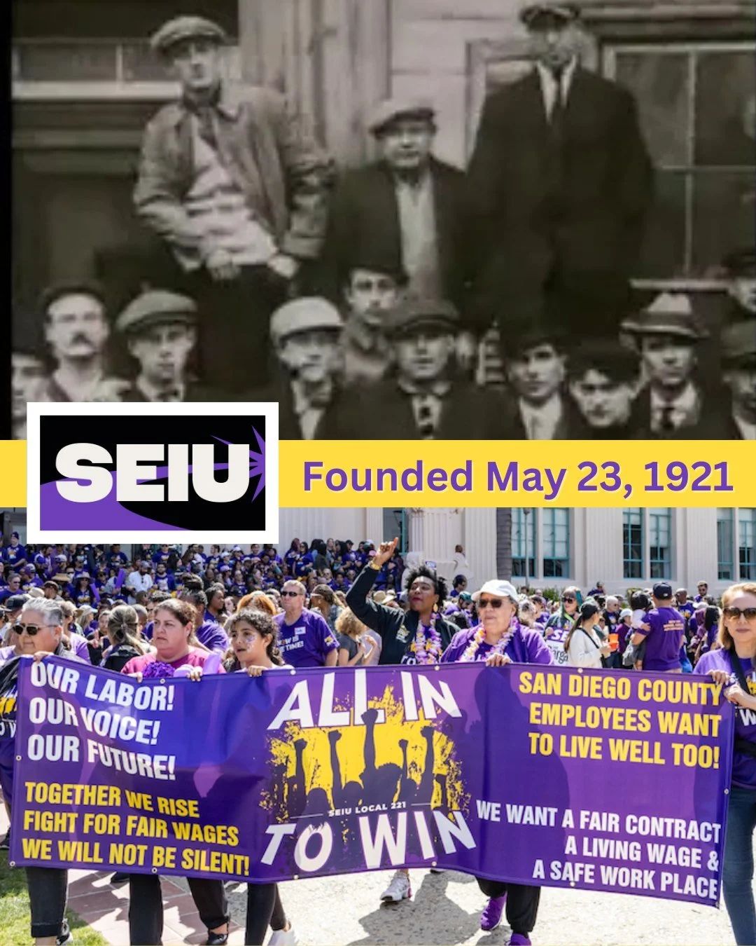 &ldquo;We are composed of all creeds, colors and nationalities, and do not allow anyone to use prejudice in the organization against each other.&rdquo; -SEIU Founding President William Quesse, c. 1921

On April 23, 1921, janitors, elevator operators,