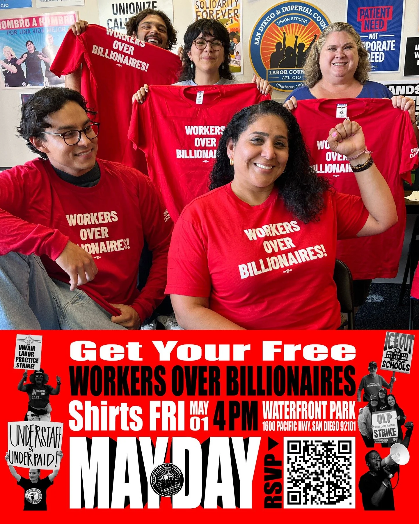 Friday is Y/OUR day. And we have something for YOU.

🔥 FREE SHIRTS &ndash; FIRST COME, FIRST SERVE 🔥

The CA Labor Fed @californialabor hooked us up with 500 "WORKERS OVER BILLIONAIRES" shirts. Want one? Show up early, sign up for our Act