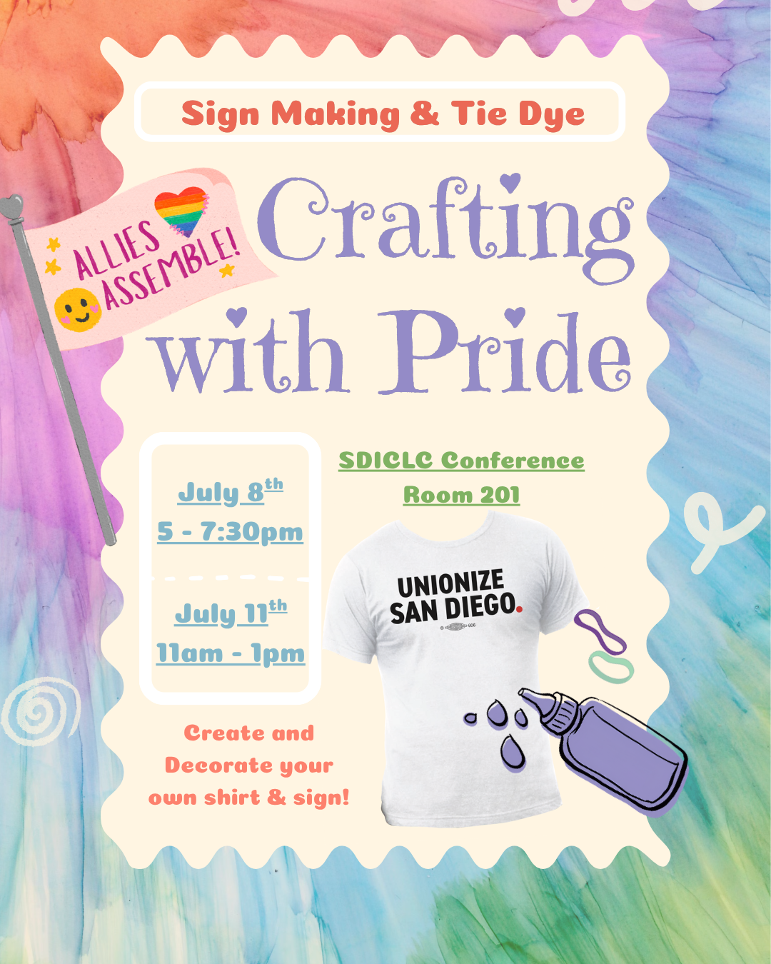 SDICLC Unions PRIDE Arts & Crafts and Tie Dye!