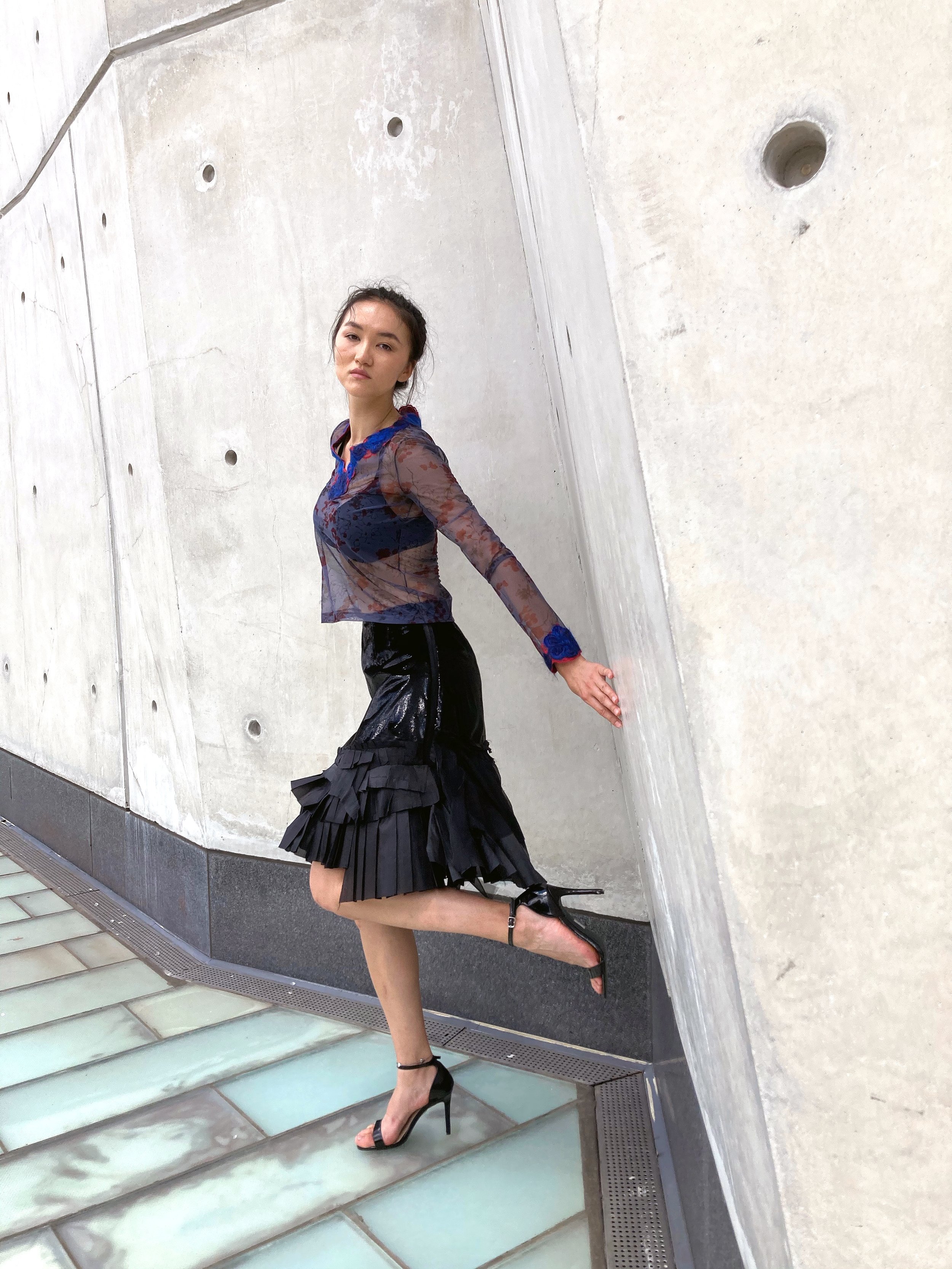 Seas Of Change Paper Silk Pleating Skirt