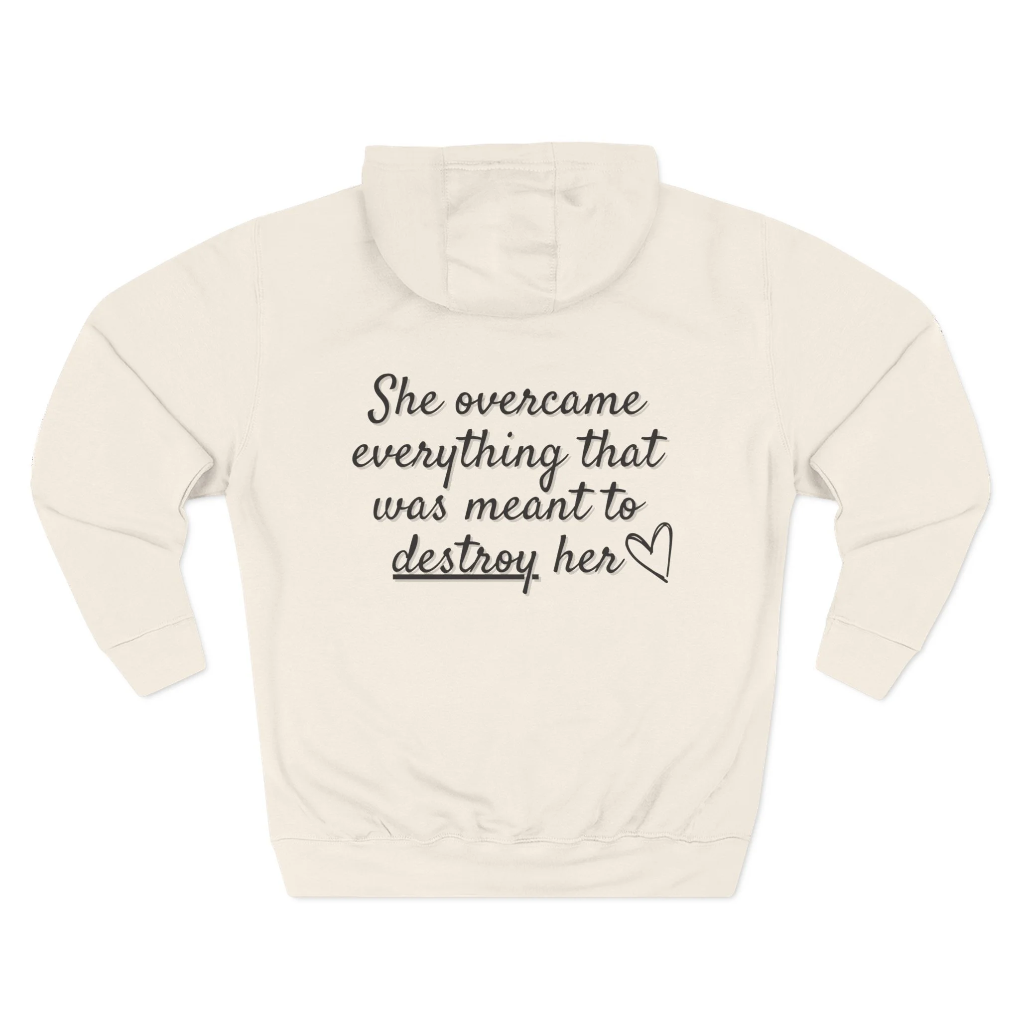 She Overcame Sweatshirt — Unisex Minimalist Fleece Pullover