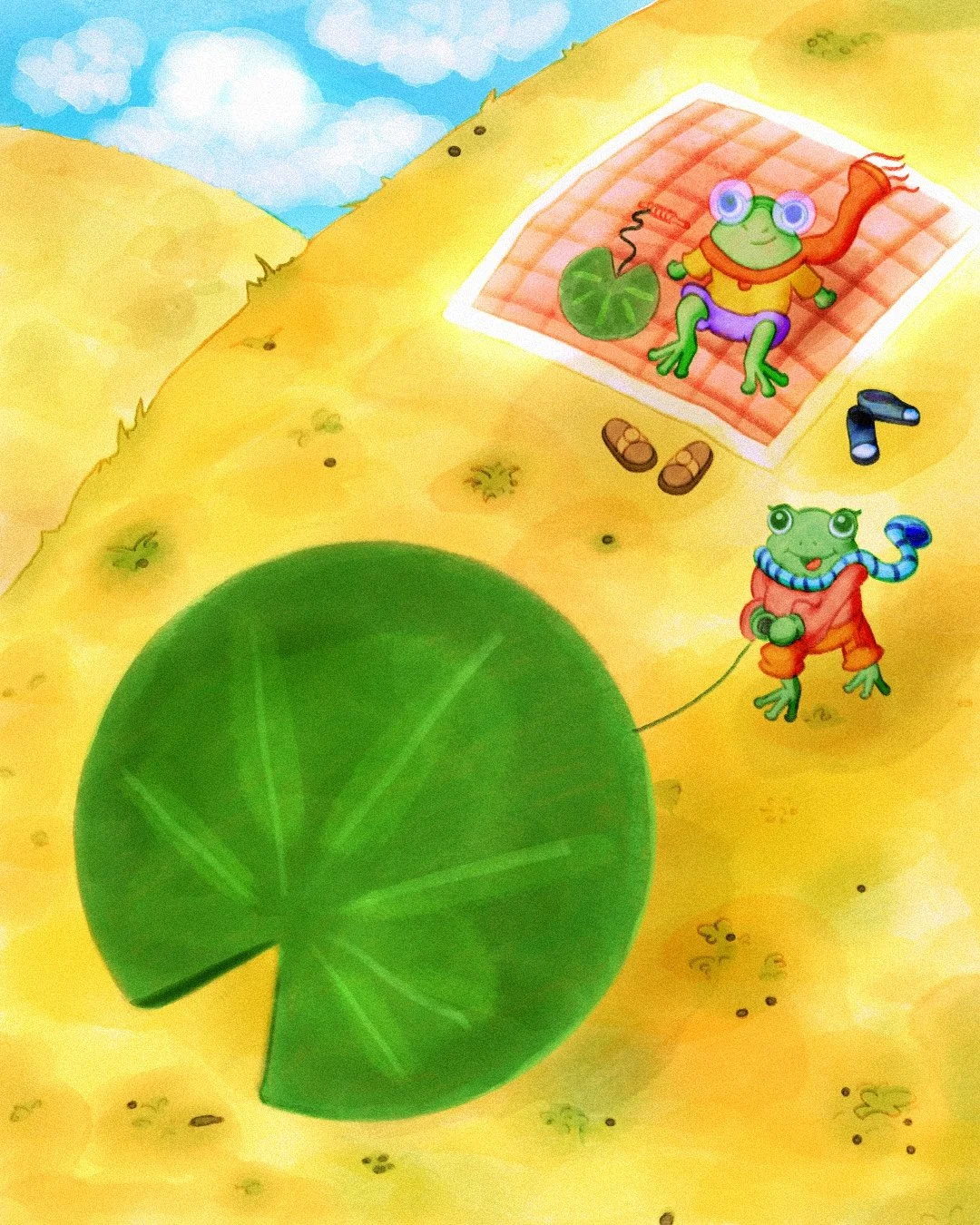 two frogs sitting on the mountain