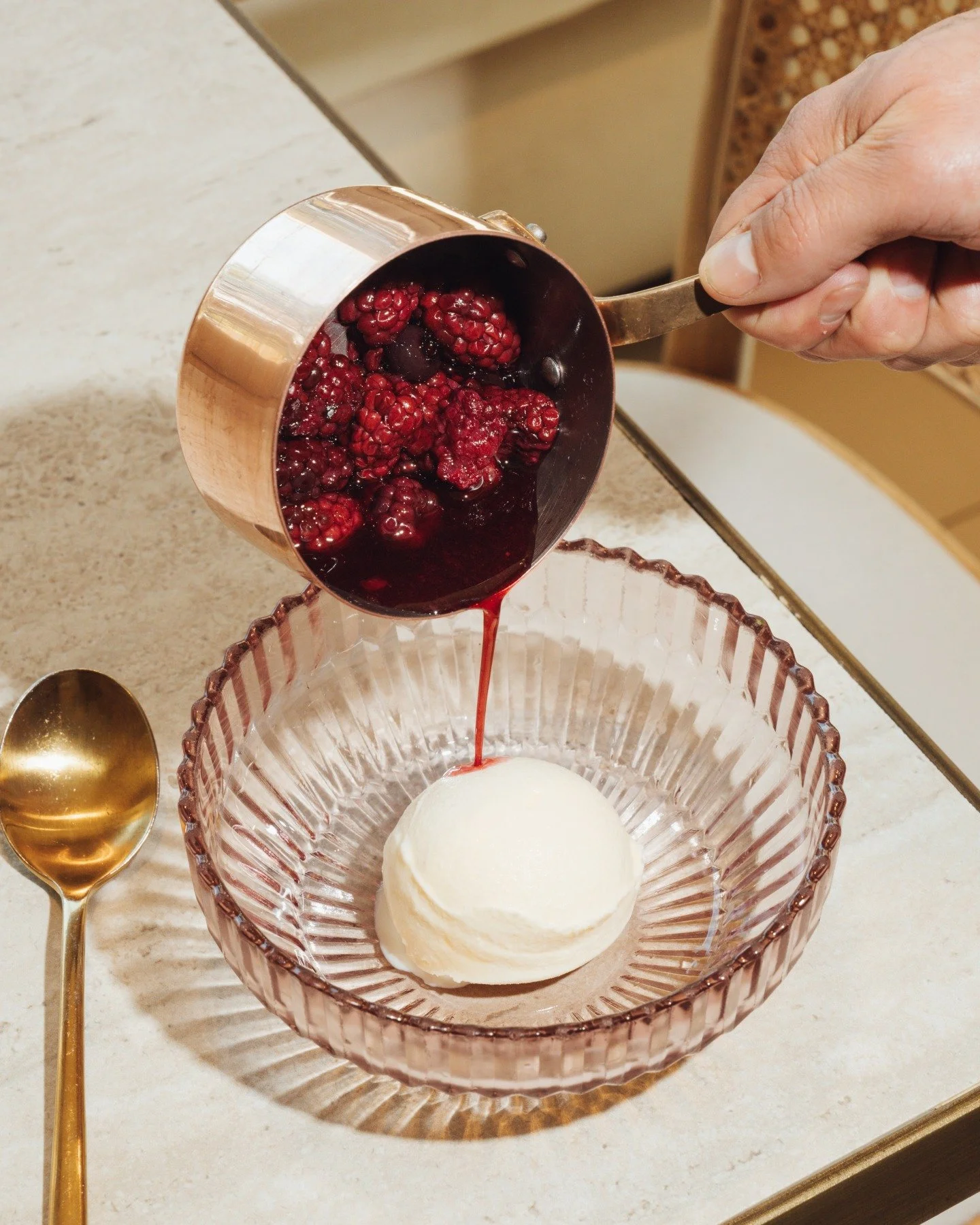 Resplendence /ri-ˈsplen-dən(t)s/ (n.)
When taste feels like radiance. 

Our Pagoto shines with silky goat milk gelato, layered with warm rhubarb &amp; strawberry, and finished in a whisper of fig balsamic.